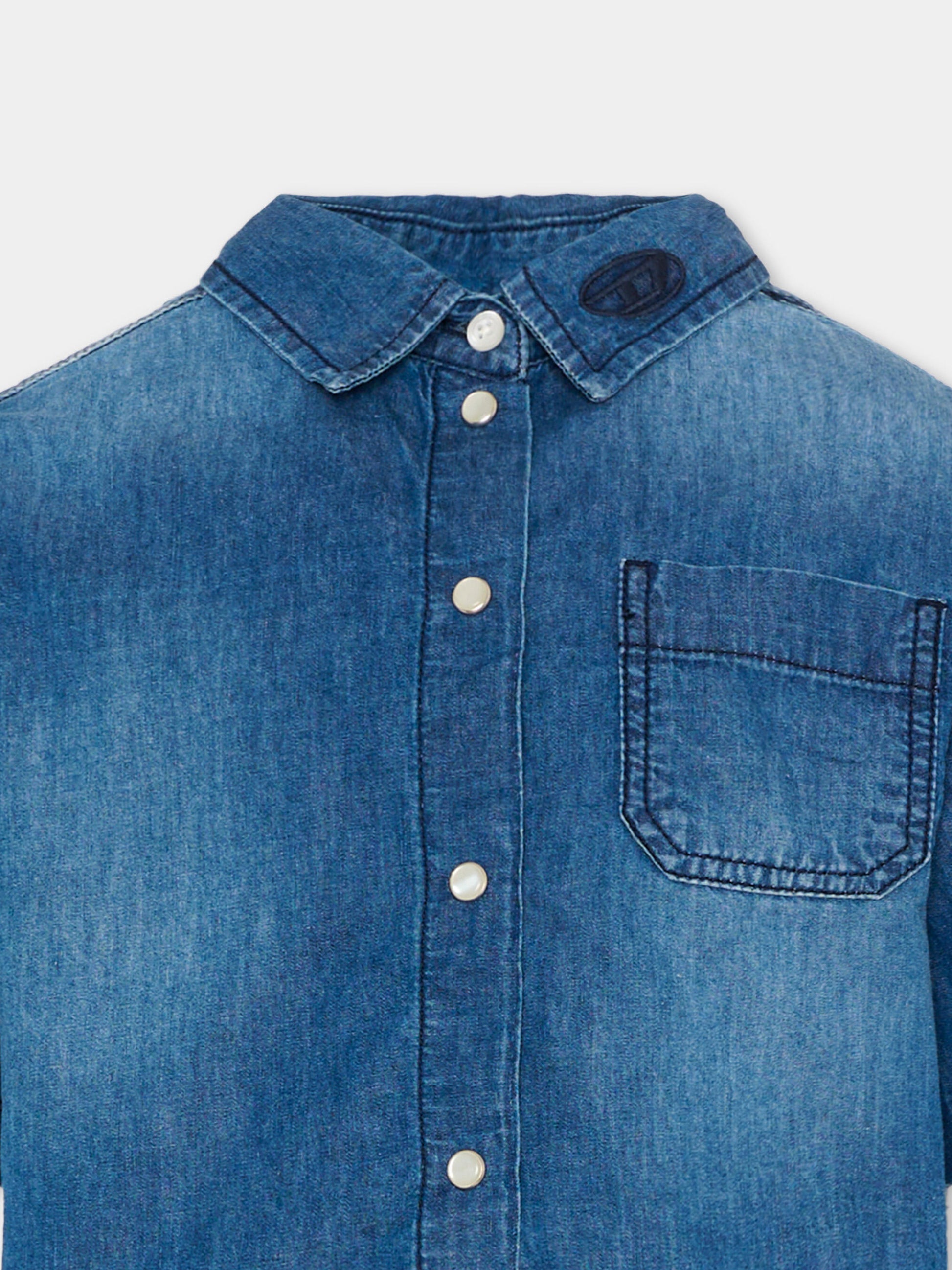 Camicia denim per bambina con logo,Diesel,J02165 KXBRW K01
