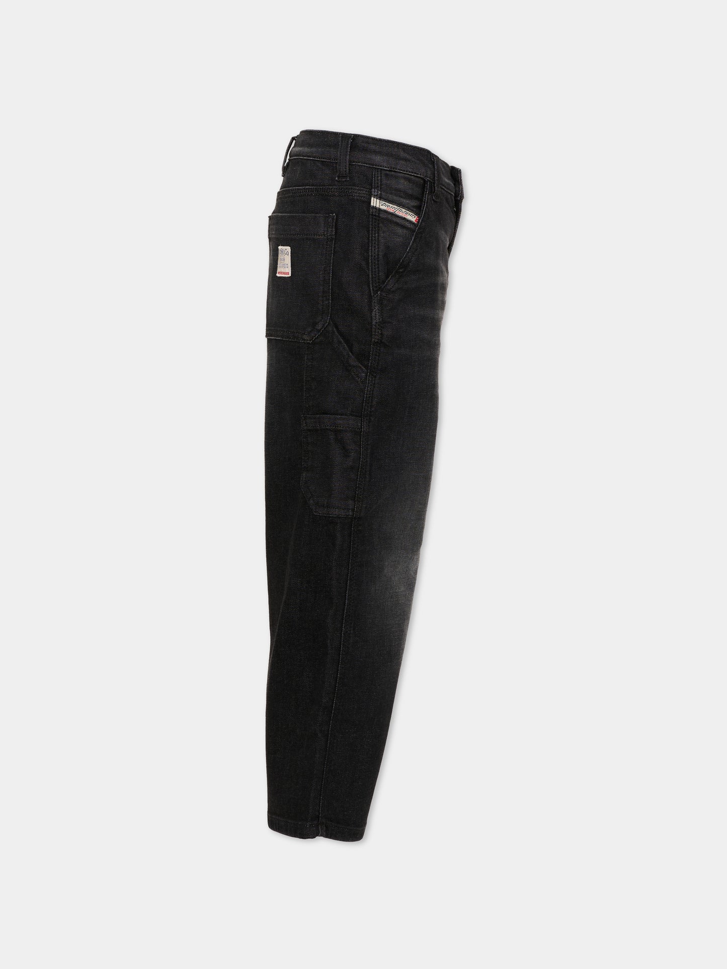 Jeans neri per bambina con logo,Diesel,J02349 KXBSK K02