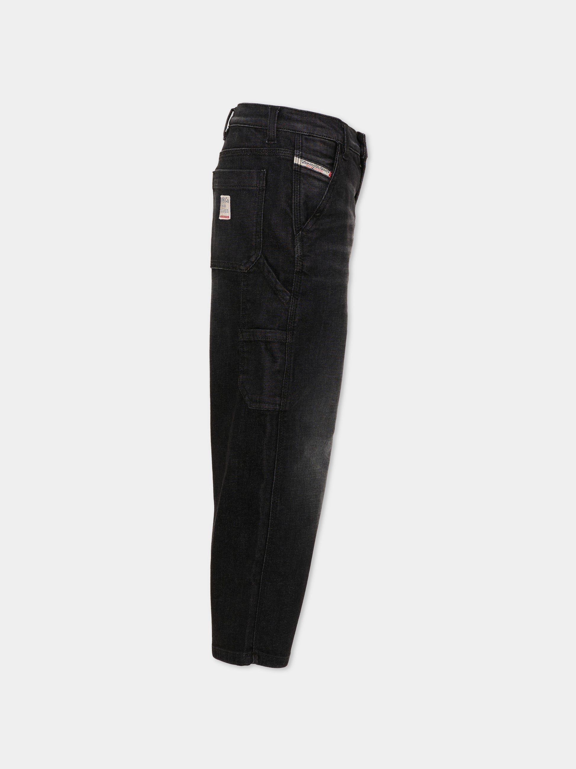 Jeans neri per bambina con logo,Diesel,J02349 KXBSK K02