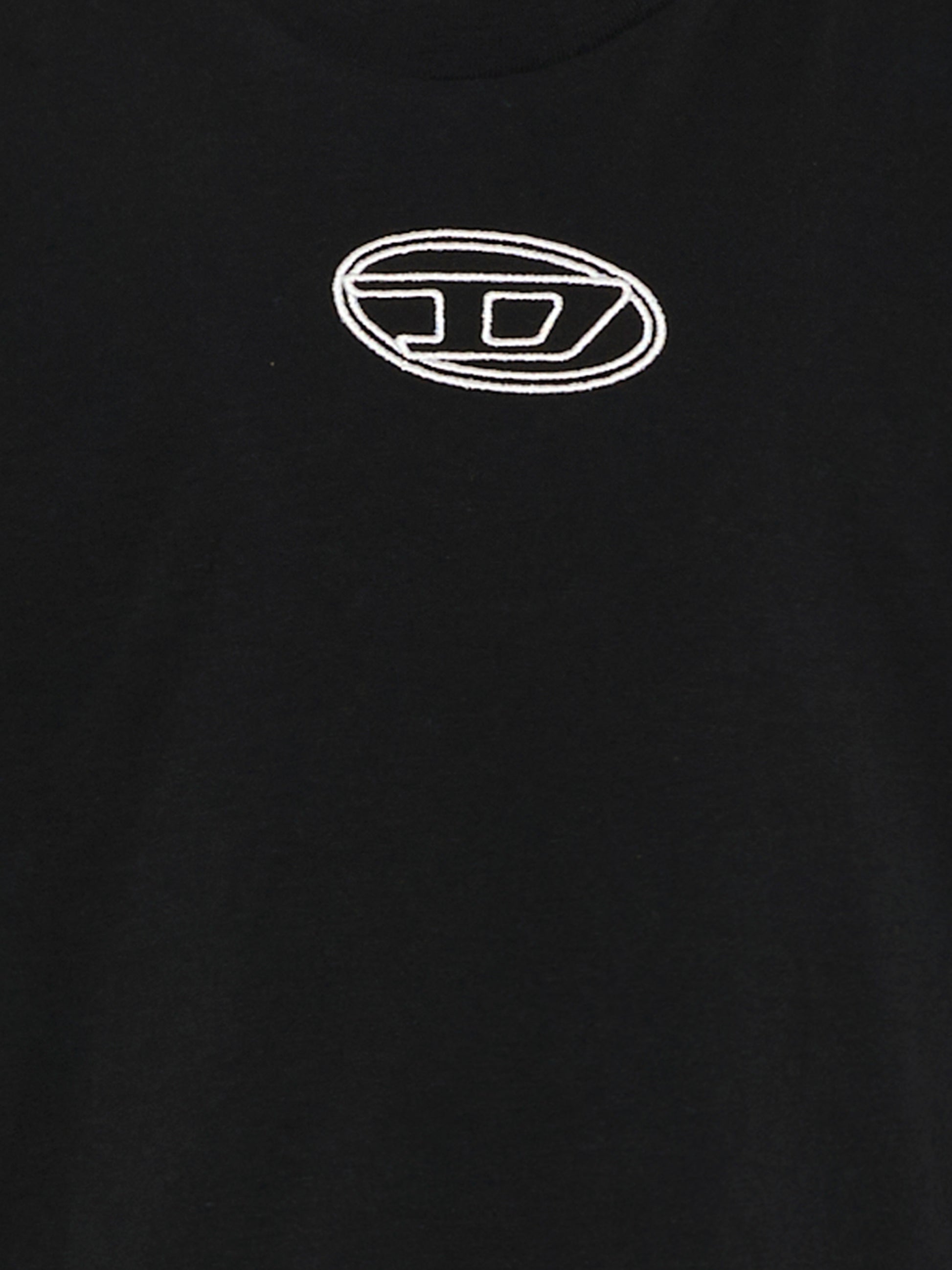 T-shirt crop nera per bambina con logo ricamato,Diesel,J02428 00YI9 K900