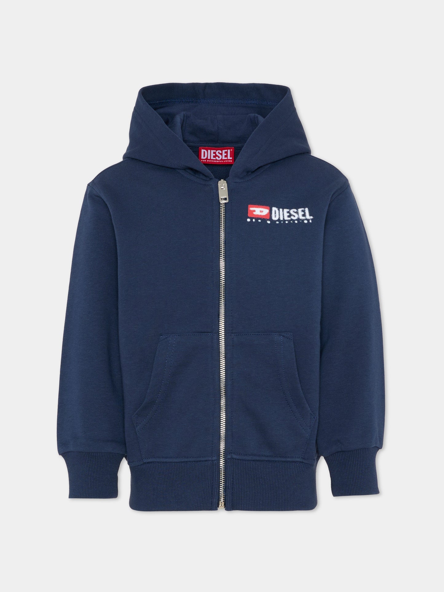 Felpa blu per bambini con logo,Diesel,J02484 KYAZ3 K8AT