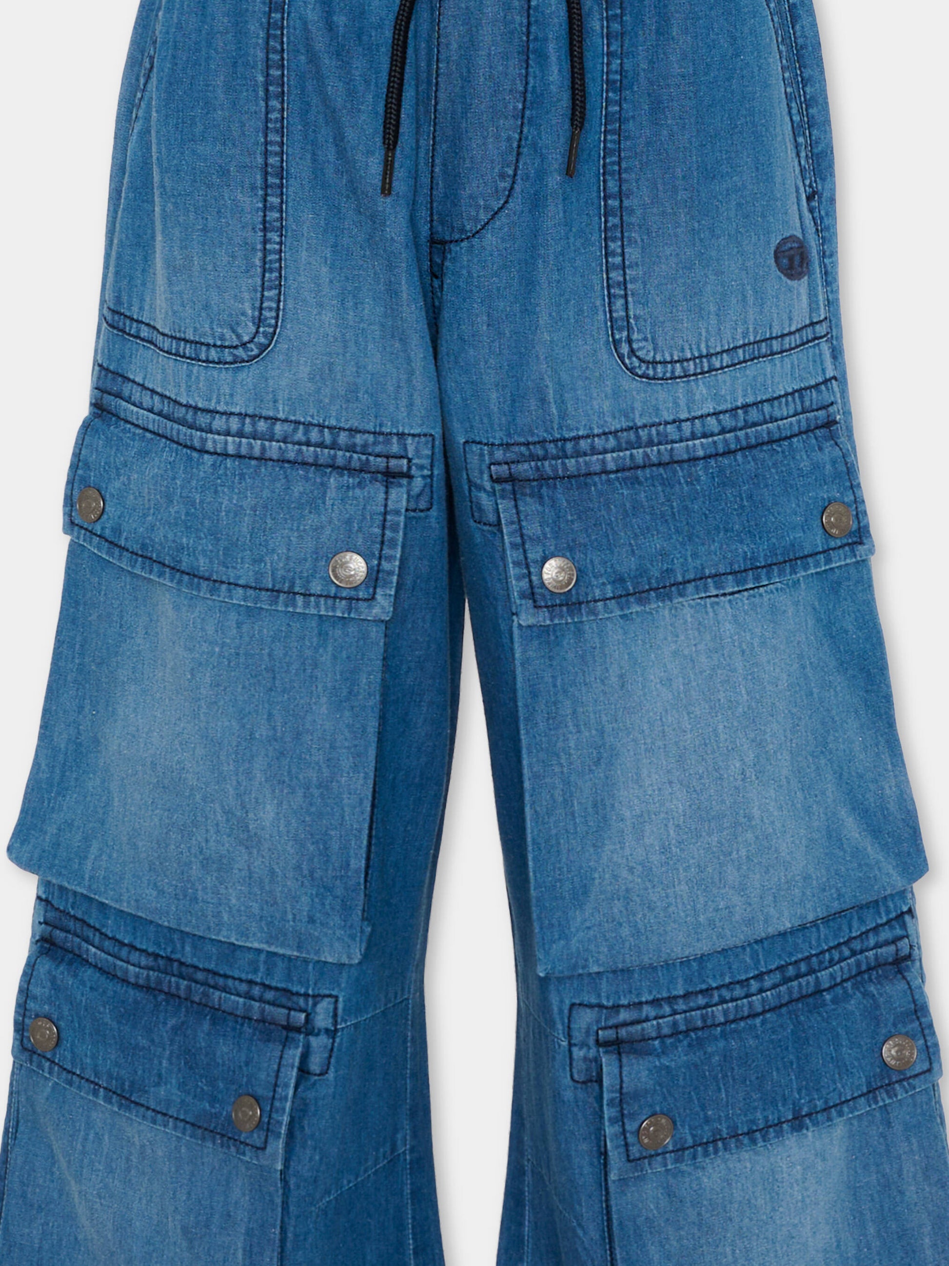 Jeans denim per bambina con tasche cargo,Diesel,J02553 KXBRW K01