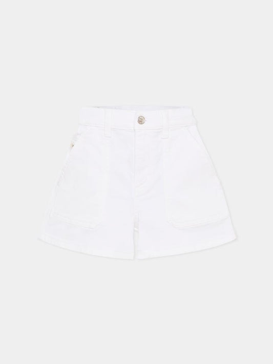 Shorts bianchi per bambina con logo,Diesel,J02560 KXBR6 K100