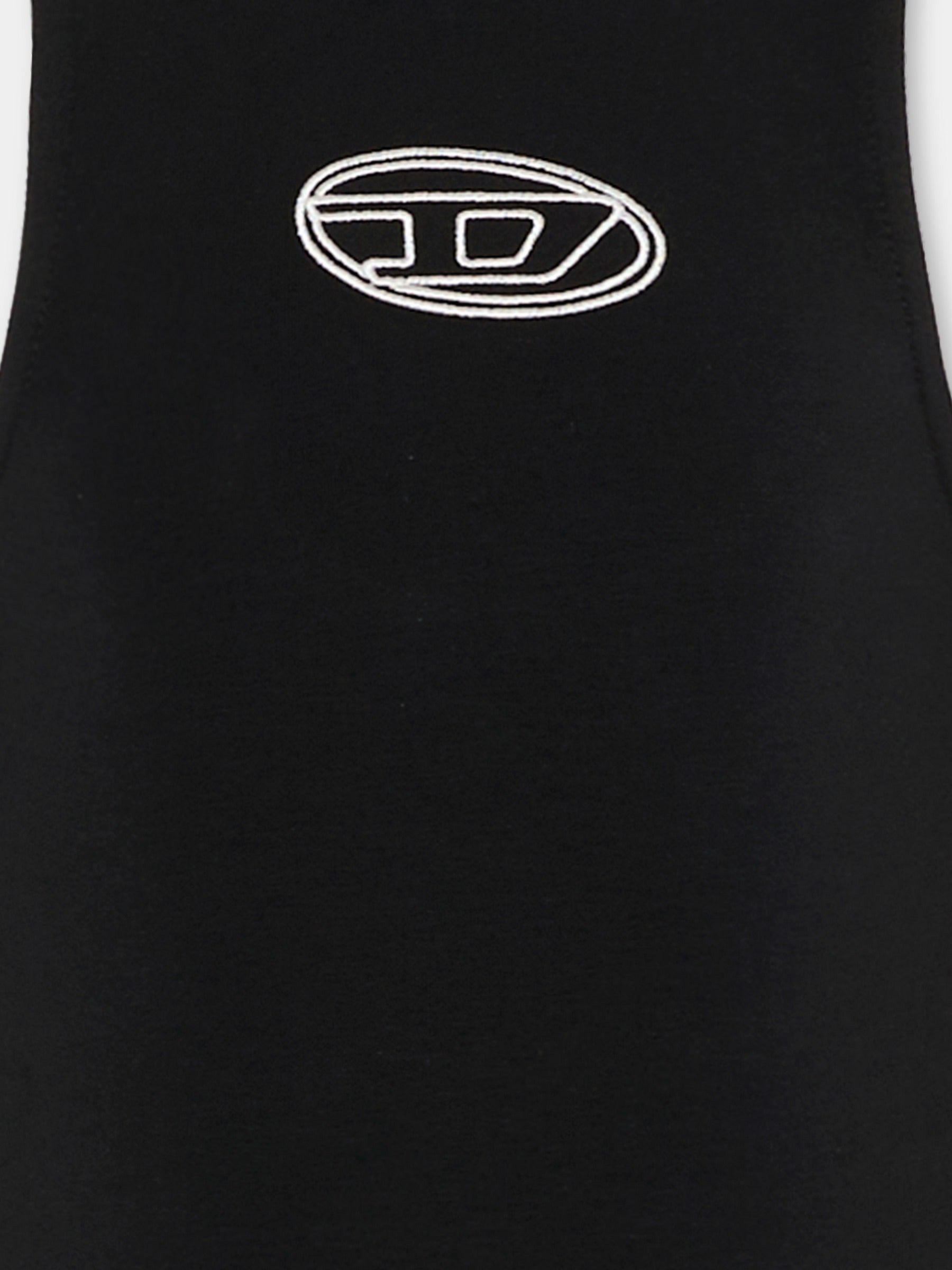 Top nero per bambina con logo ricamato,Diesel,J02577 KYA0L K900