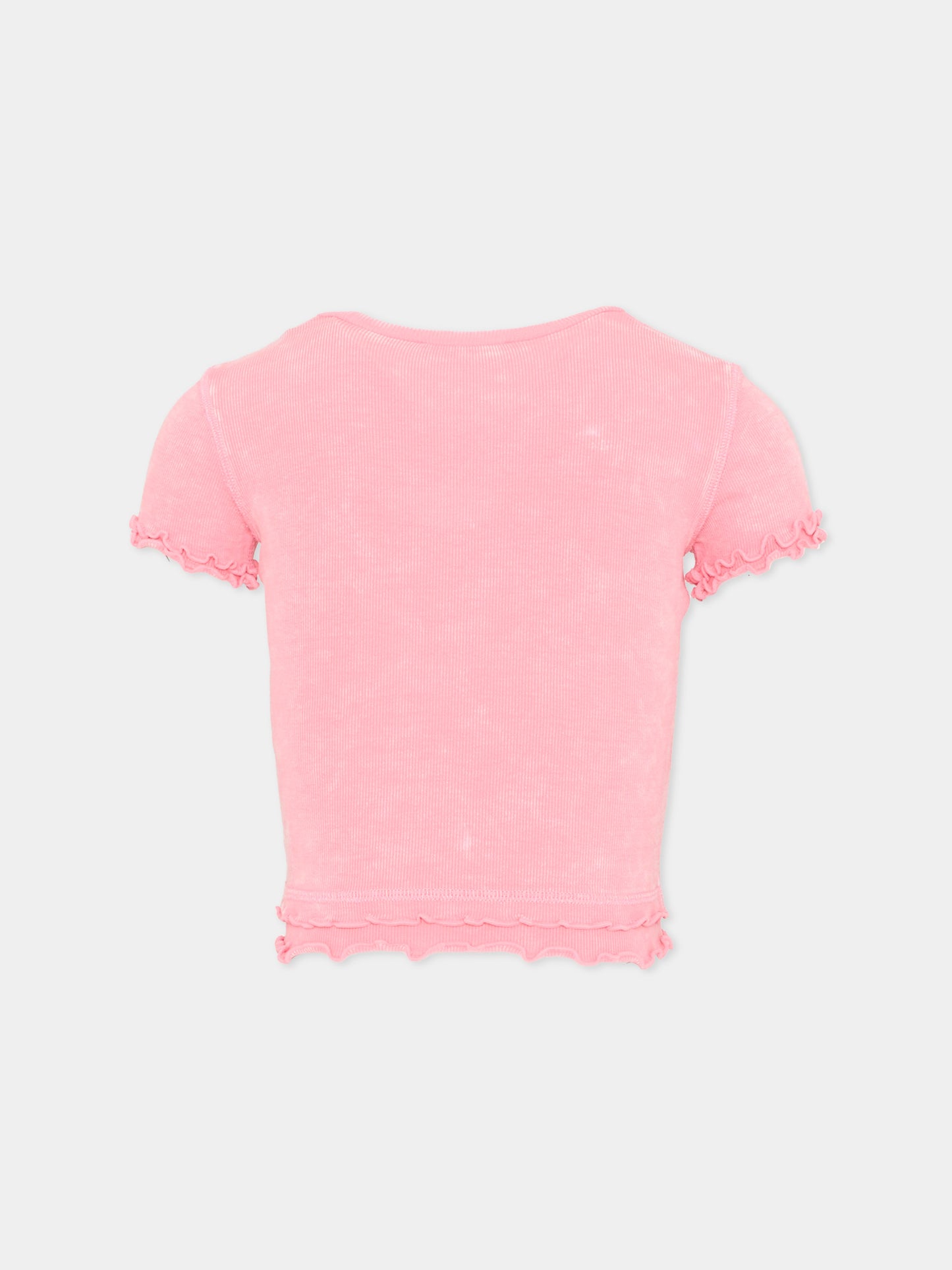 T-Shirt rosa per bambina con logo,Diesel,J02579 KYA0E K333