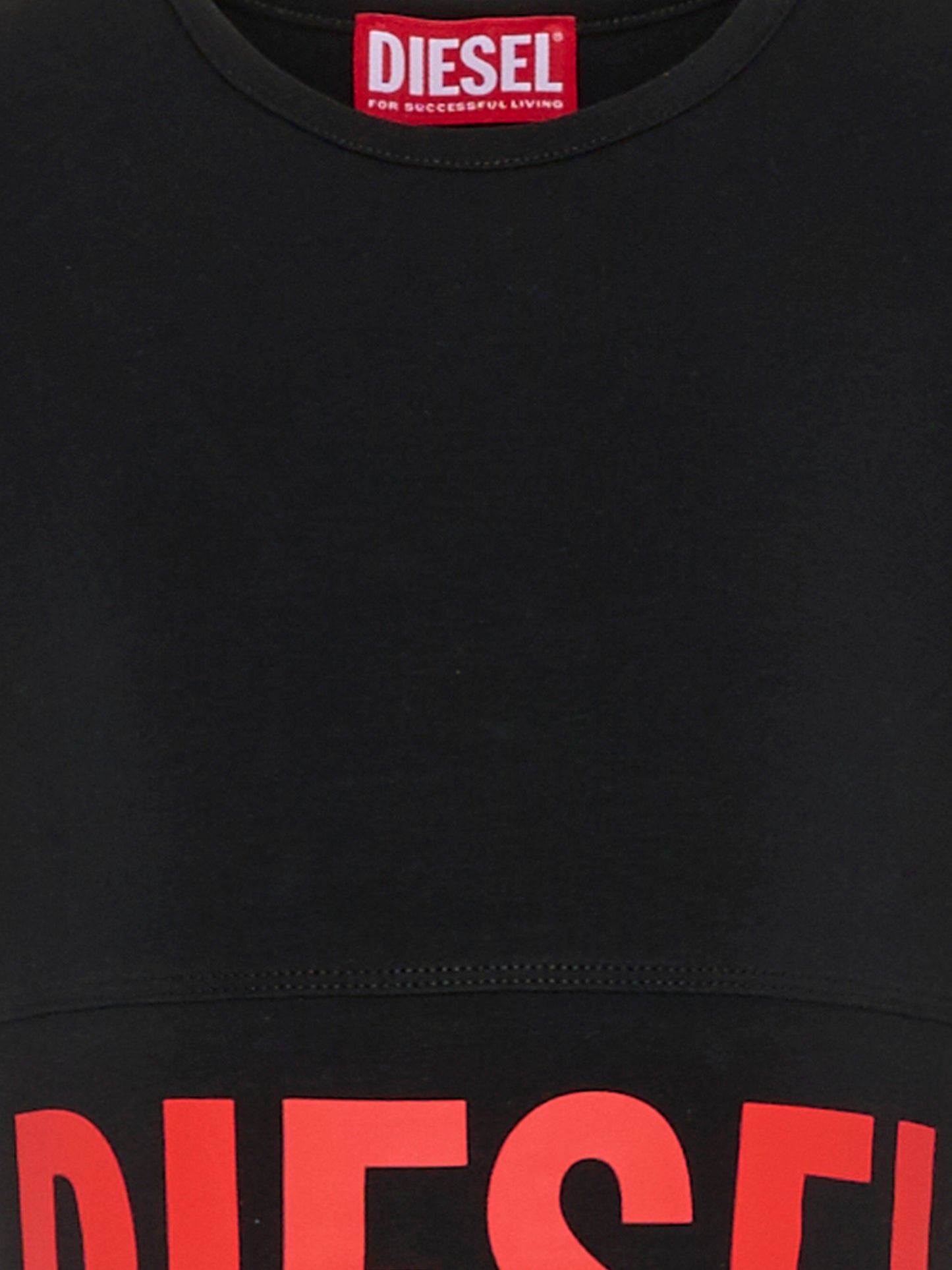 T-shirt crop nera per bambina con logo,Diesel,J02581 KYA0L K900