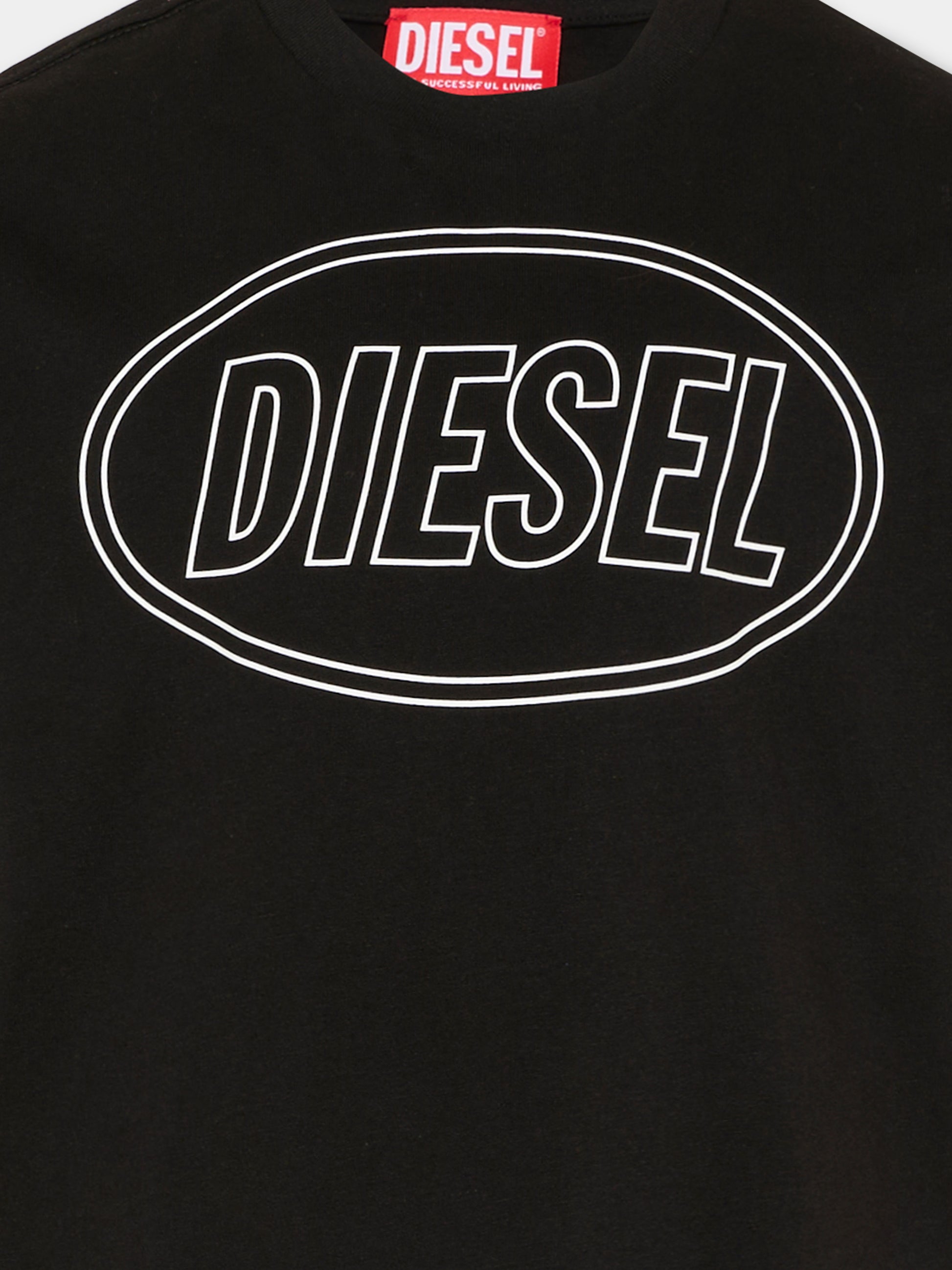 T-shirt nera per bambini con logo,Diesel,J02582 0GRAI K900