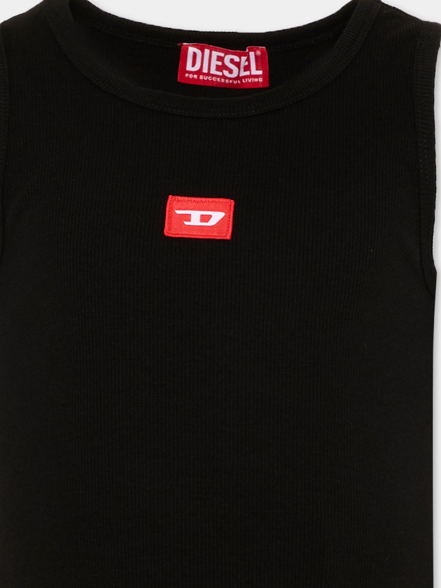 Canotta nera per bambina con logo,Diesel,J02594 KYAZY K900