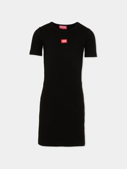 Vestito nero per bambina con logo,Diesel,J02636 KYAZY K900