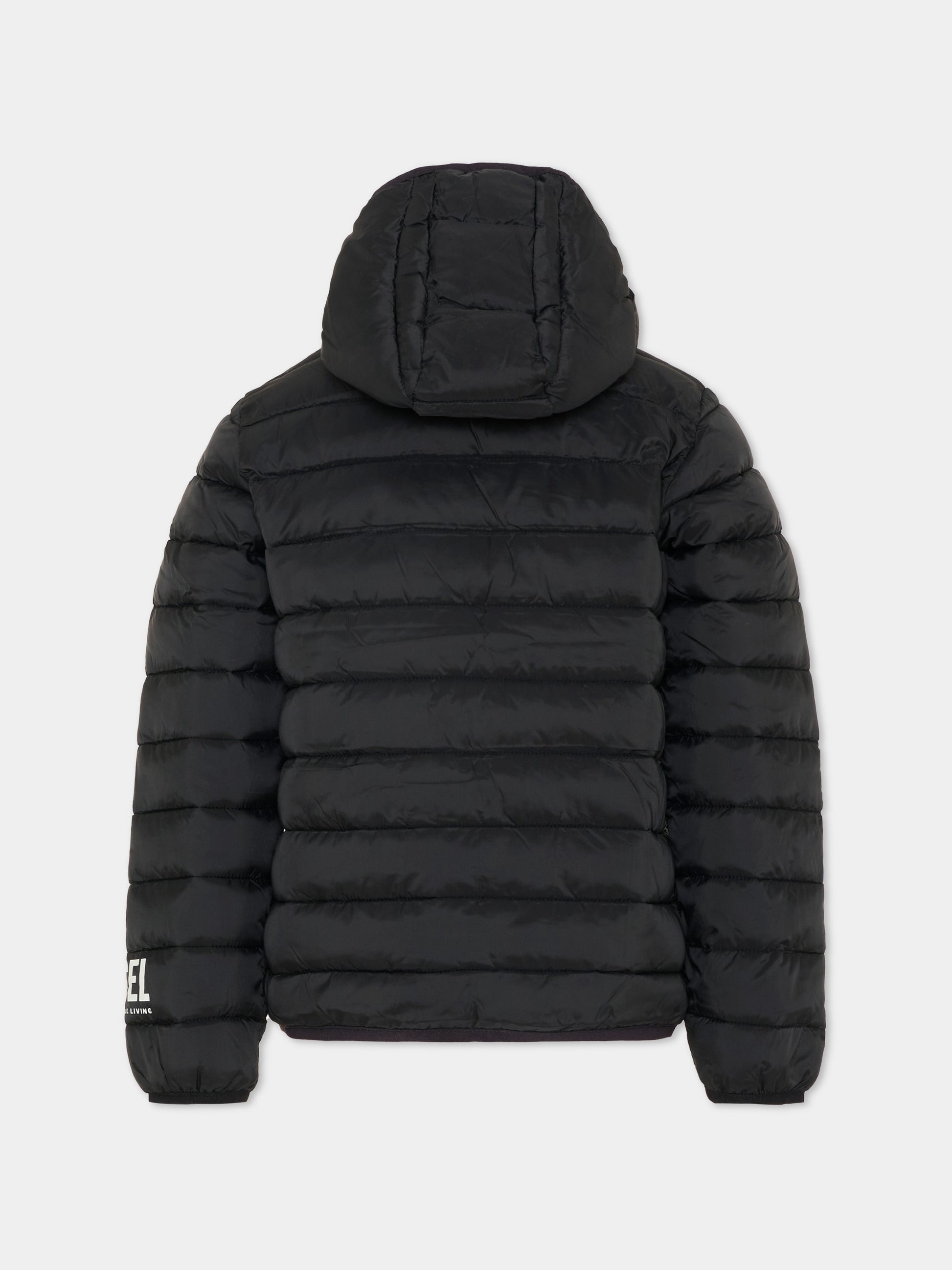 Piumino nero per bambini con logo,Diesel,J02695 KXBT0 K900