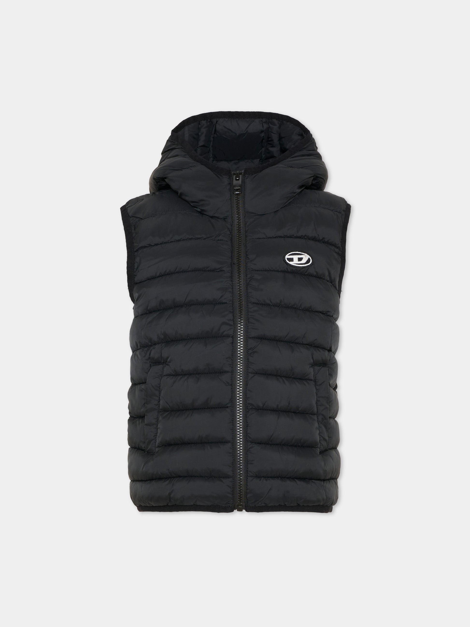 Gilet nero per bambini con logo,Diesel,J02696 KXBT0 K900