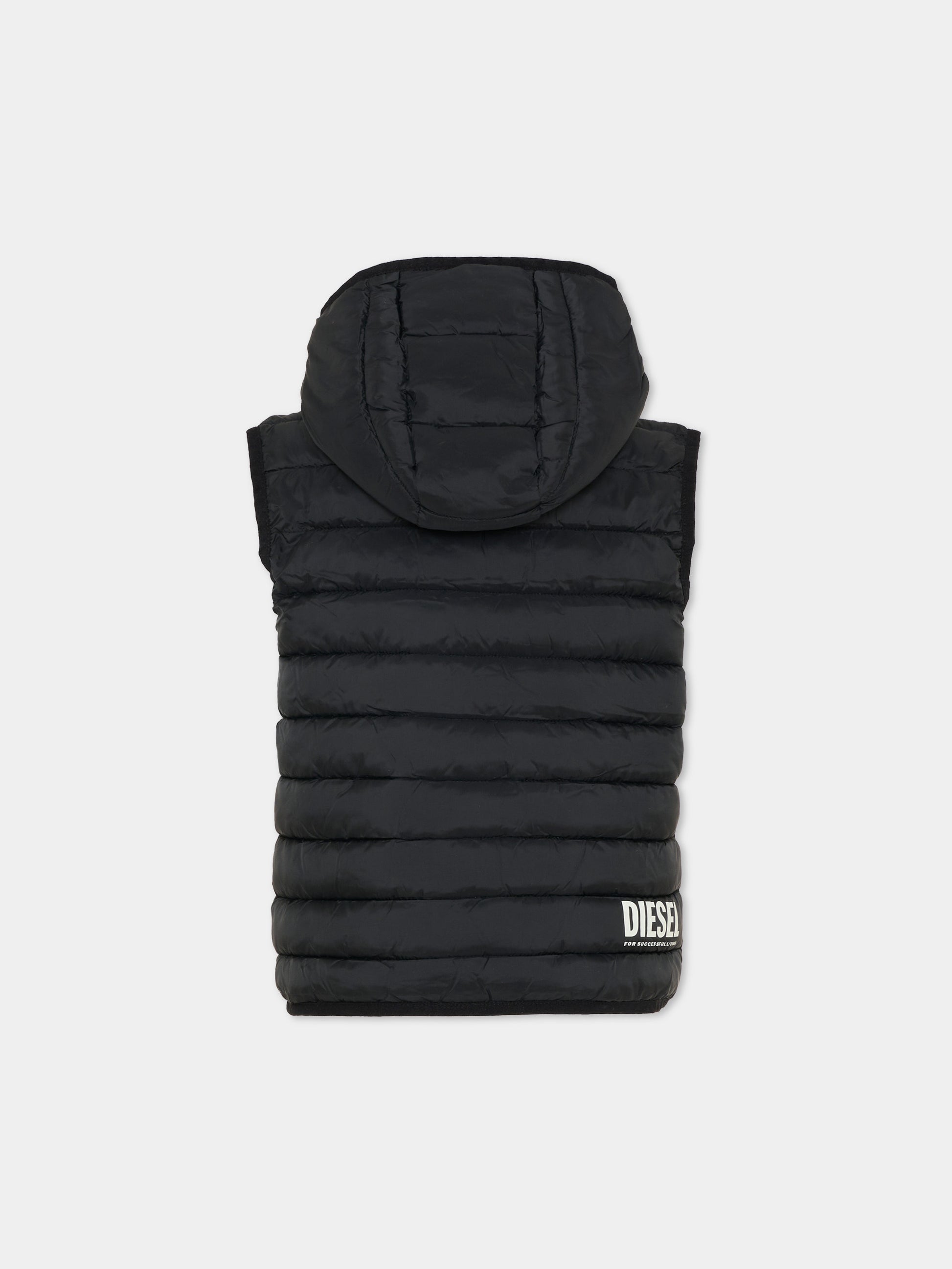 Gilet nero per bambini con logo,Diesel,J02696 KXBT0 K900