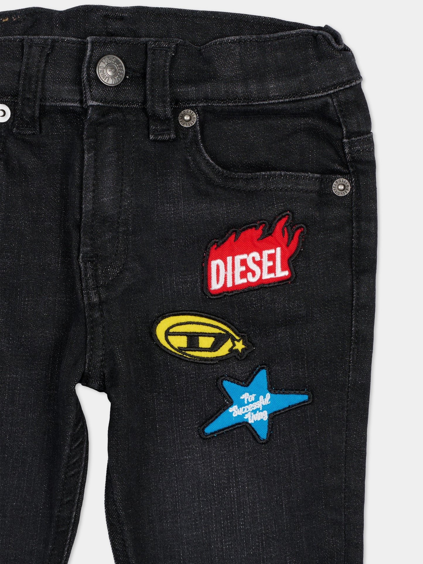 Jeans neri per neonato con patch,Diesel,K00237 KXBSK K02