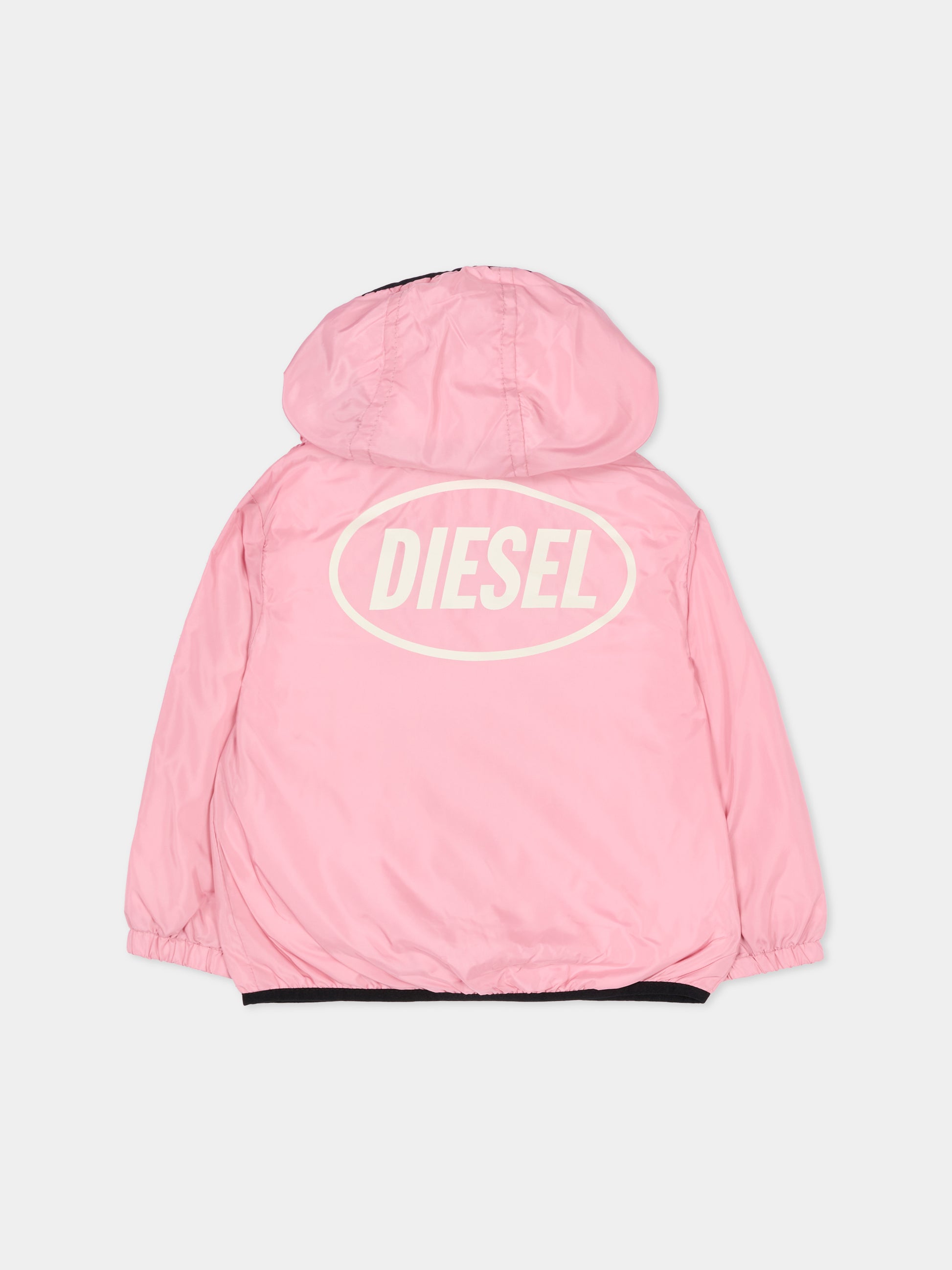 Giacca a vento rosa per neonata con logo,Diesel,K00731 KXBS4 K309