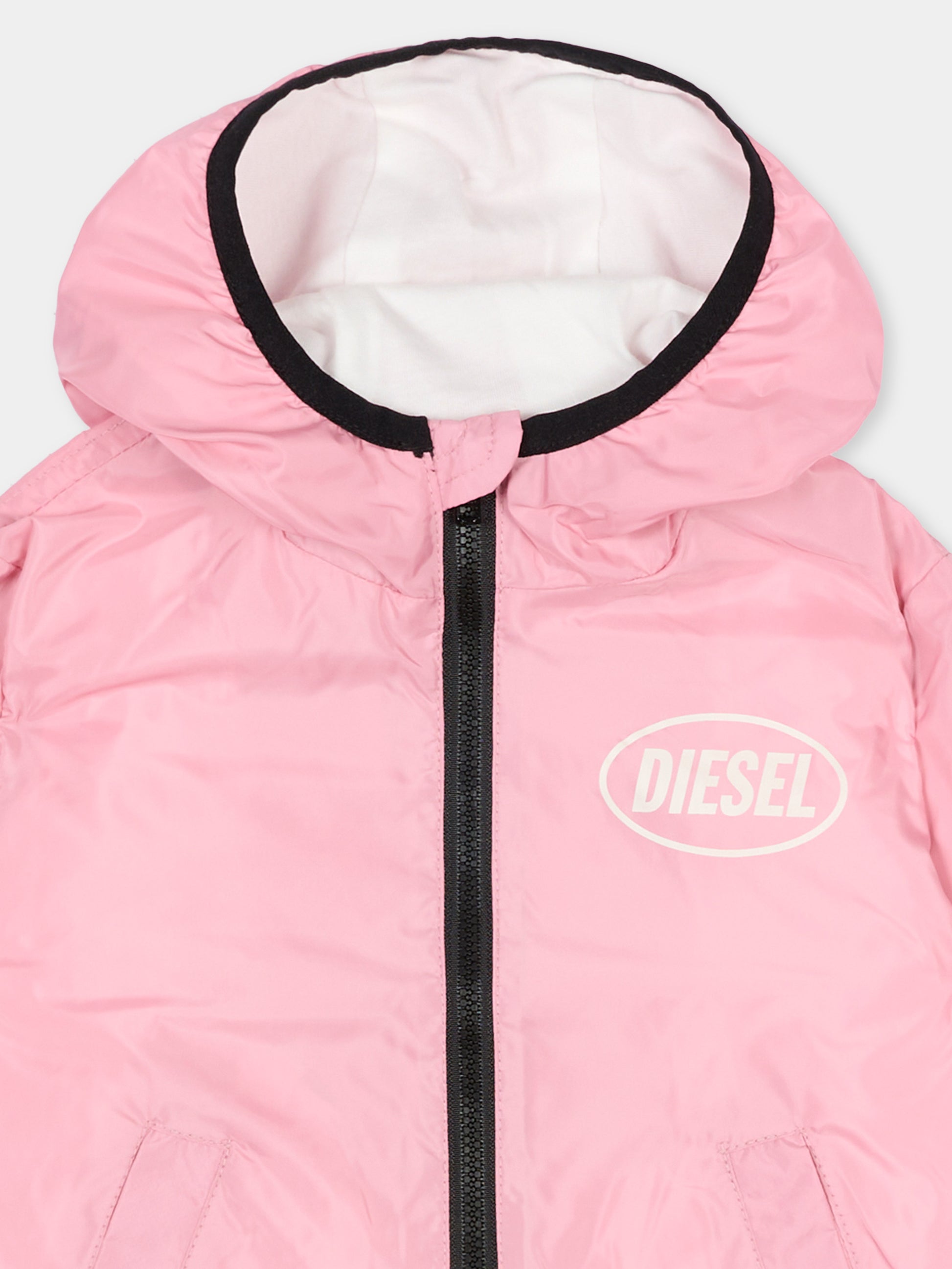 Giacca a vento rosa per neonata con logo,Diesel,K00731 KXBS4 K309