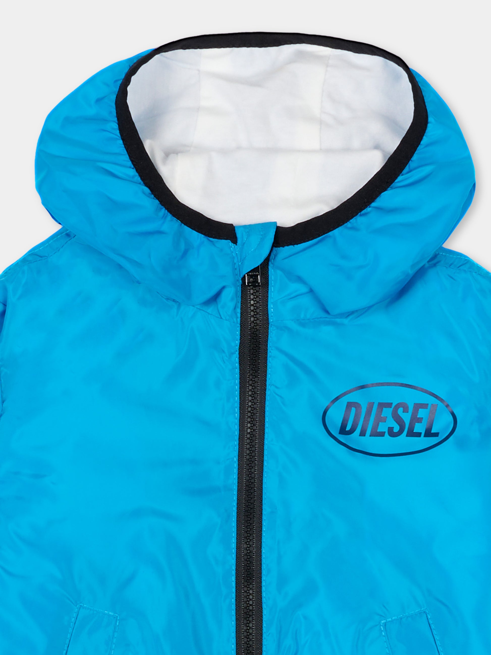 Giacca a vento azzurro per neonato con logo,Diesel,K00731 KXBS4 K824