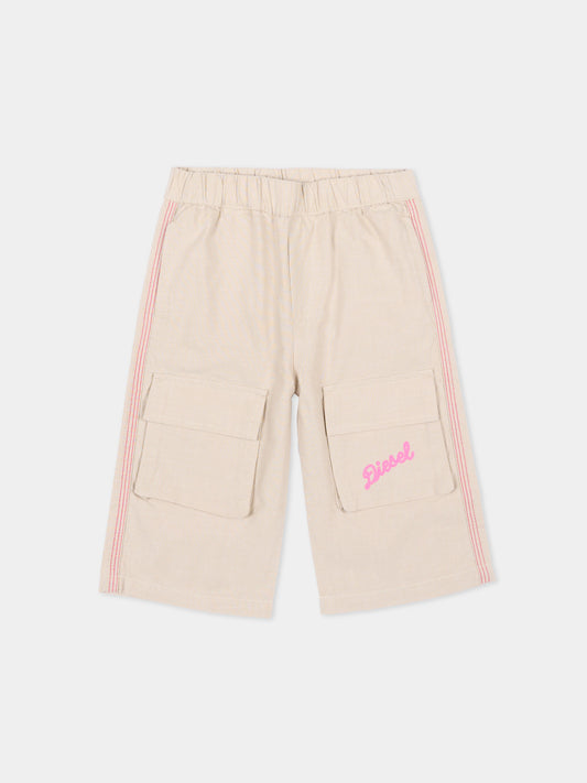 Pantaloni beige per neonata con tasche cargo,Diesel,K00739 KXBSN K141