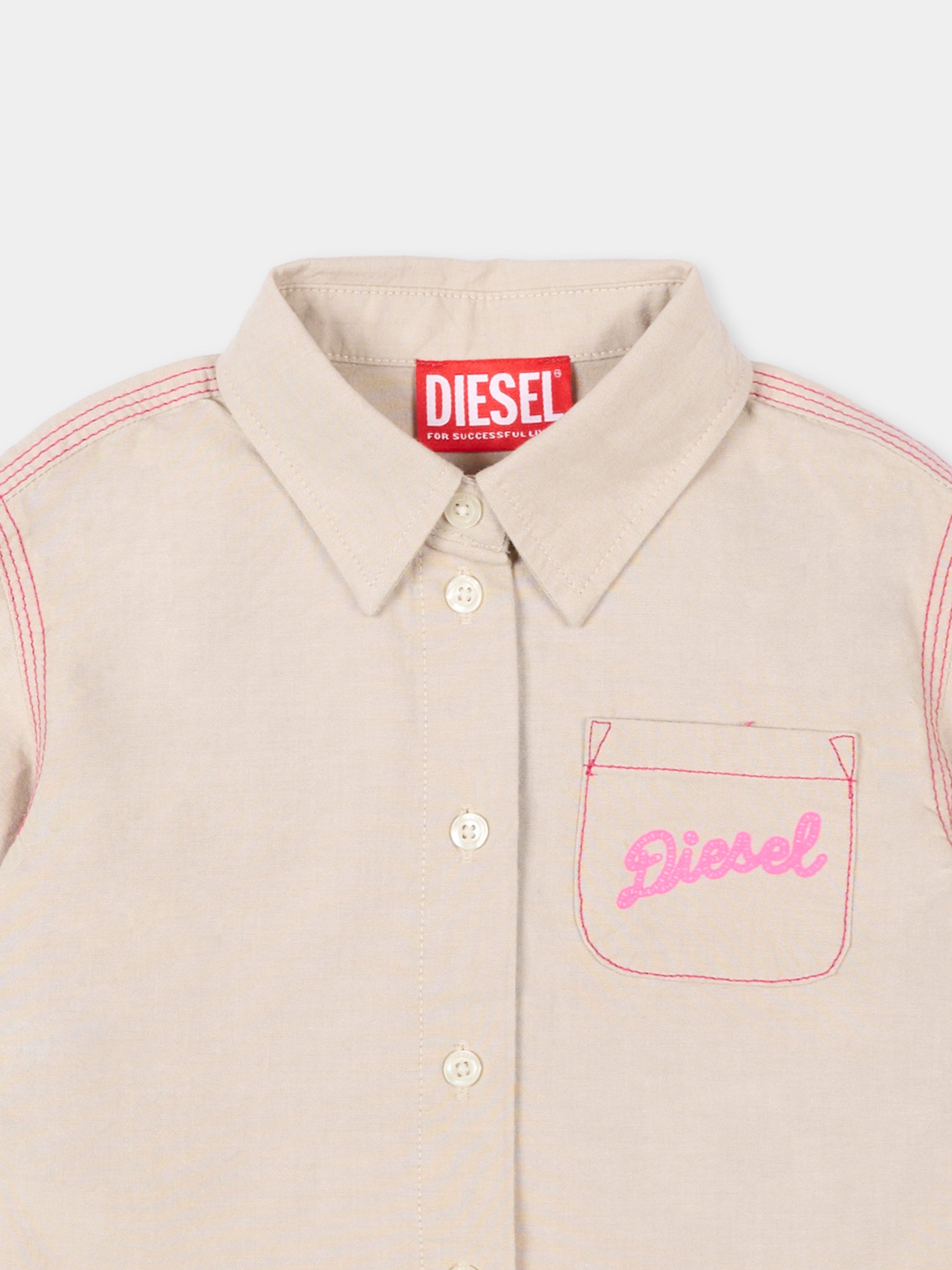 Camicia beige per neonata con logo,Diesel,K00743 KXBSN K141