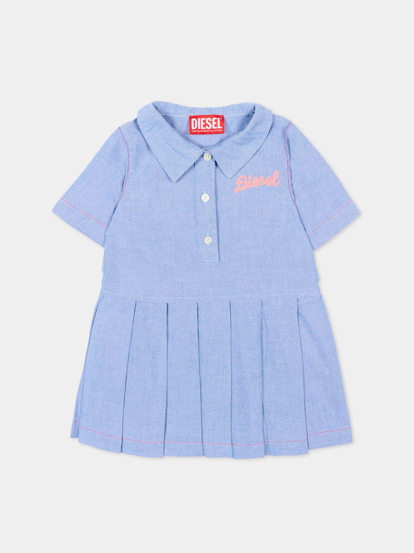 Vestito celeste per neonata con logo,Diesel,K00746 KXBQ1 K817