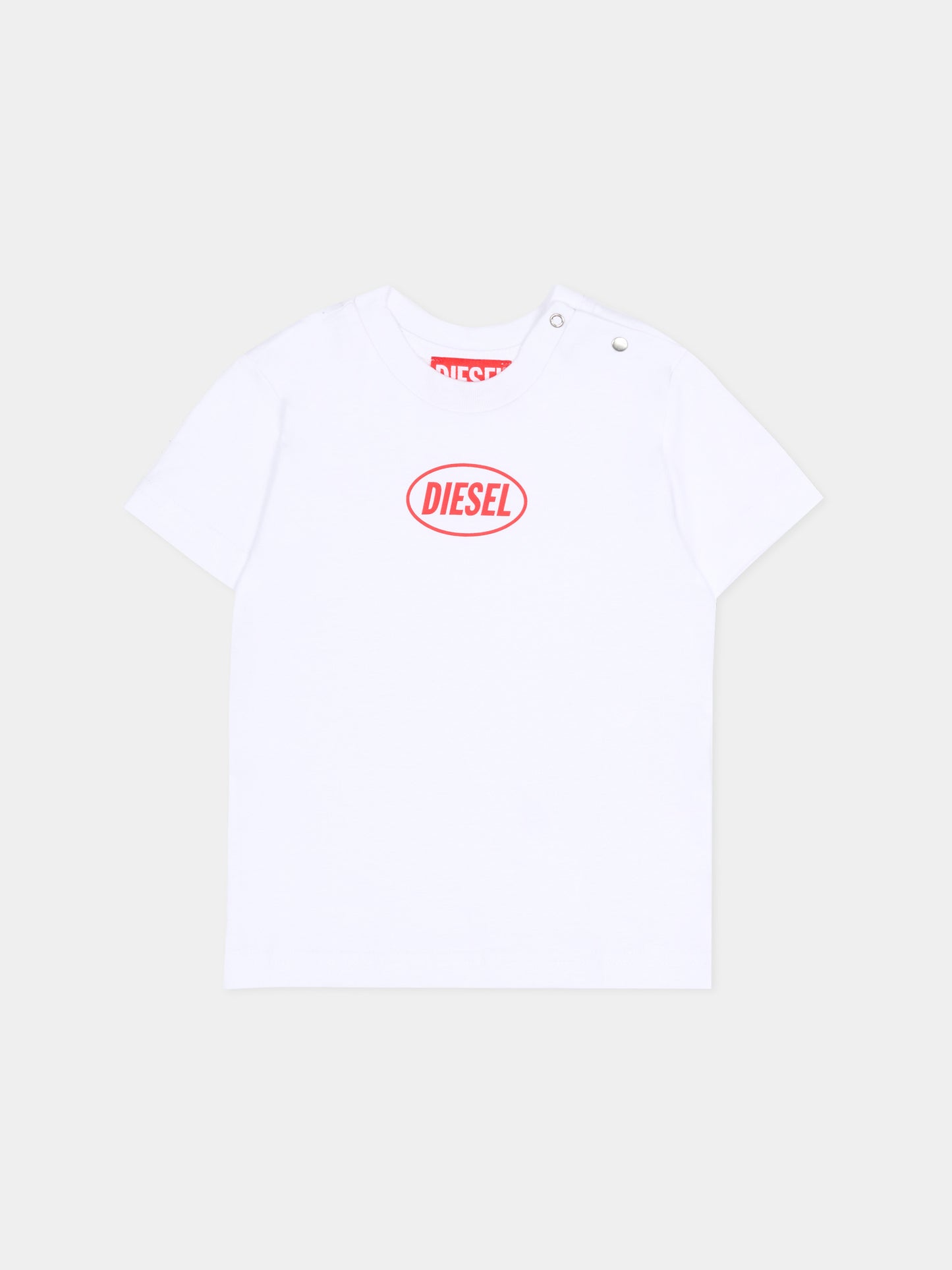 T-shirt bianca per neonati con logo,Diesel,K00764 0GRAI K100
