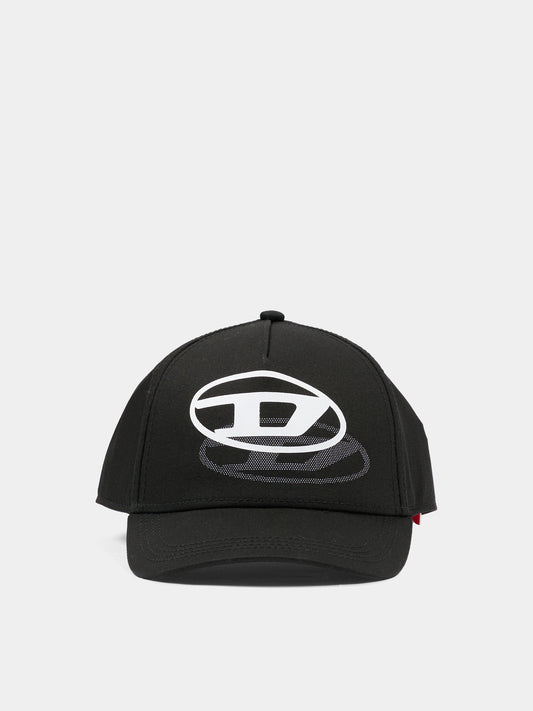 Cappello nero per bambino con logo,Diesel,J02708 KXA77 K900