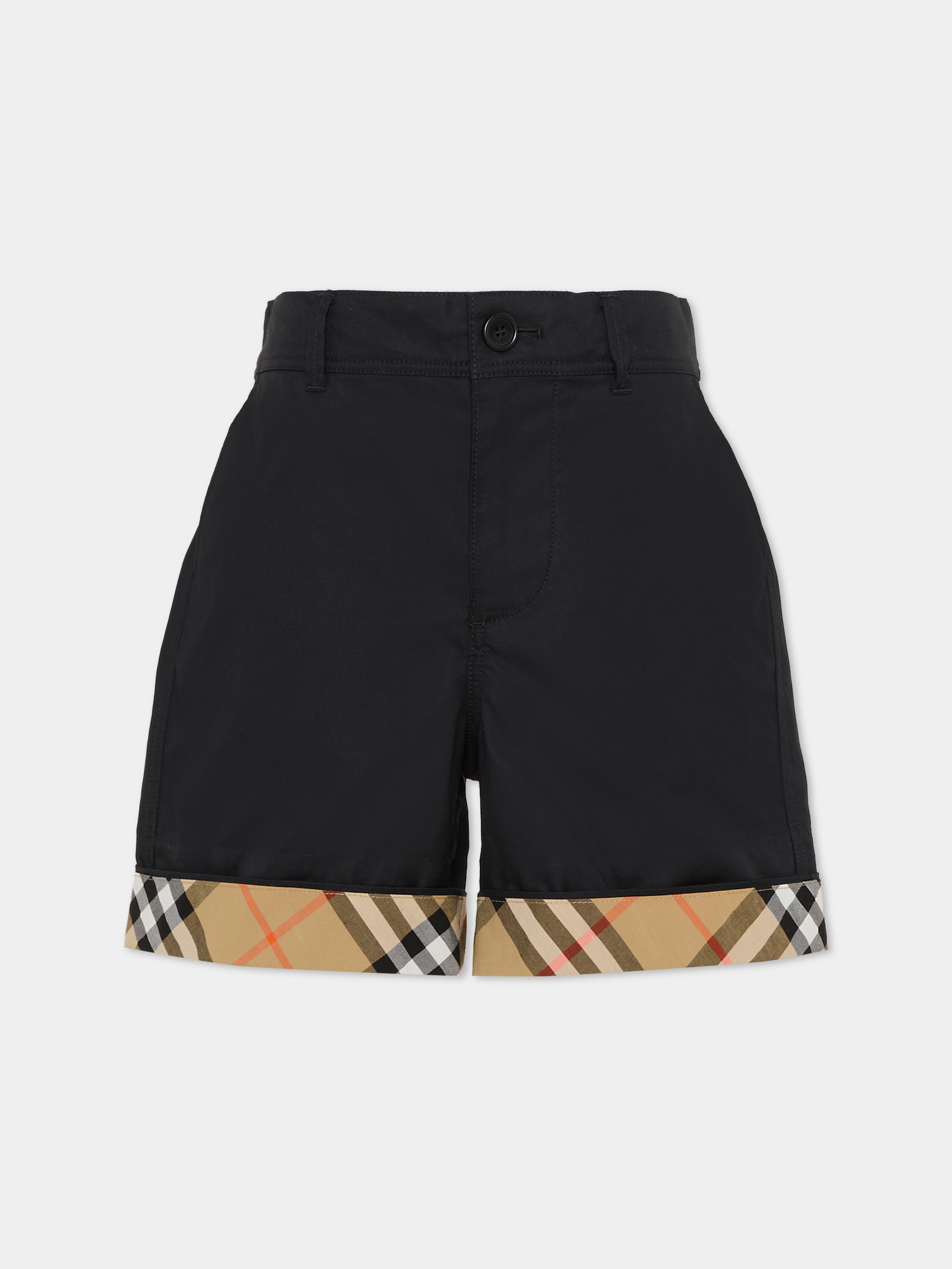Shorts neri per bambino con check vintage,Burberry Kids,8117174 A1189