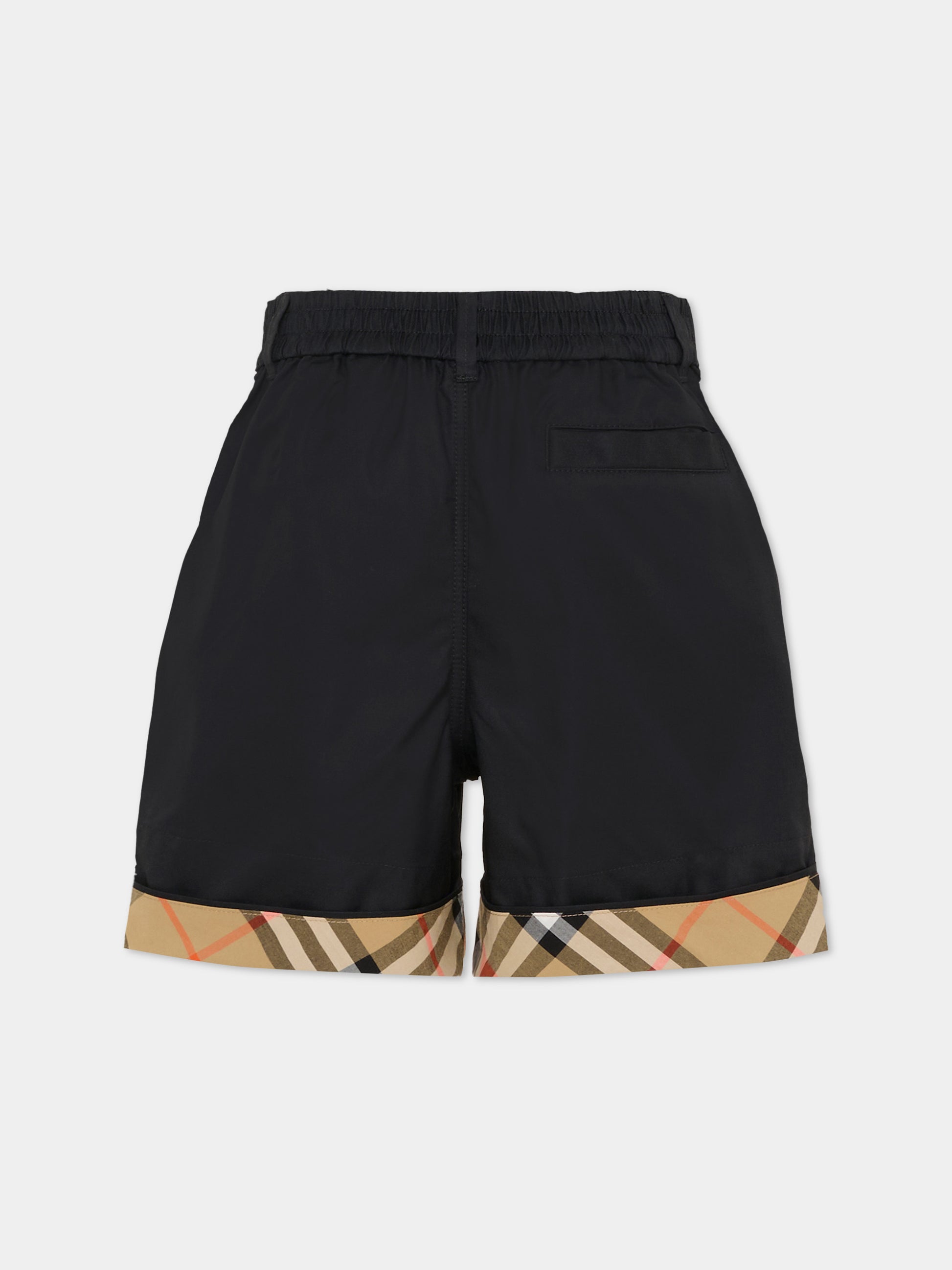 Shorts neri per bambino con check vintage,Burberry Kids,8117174 A1189