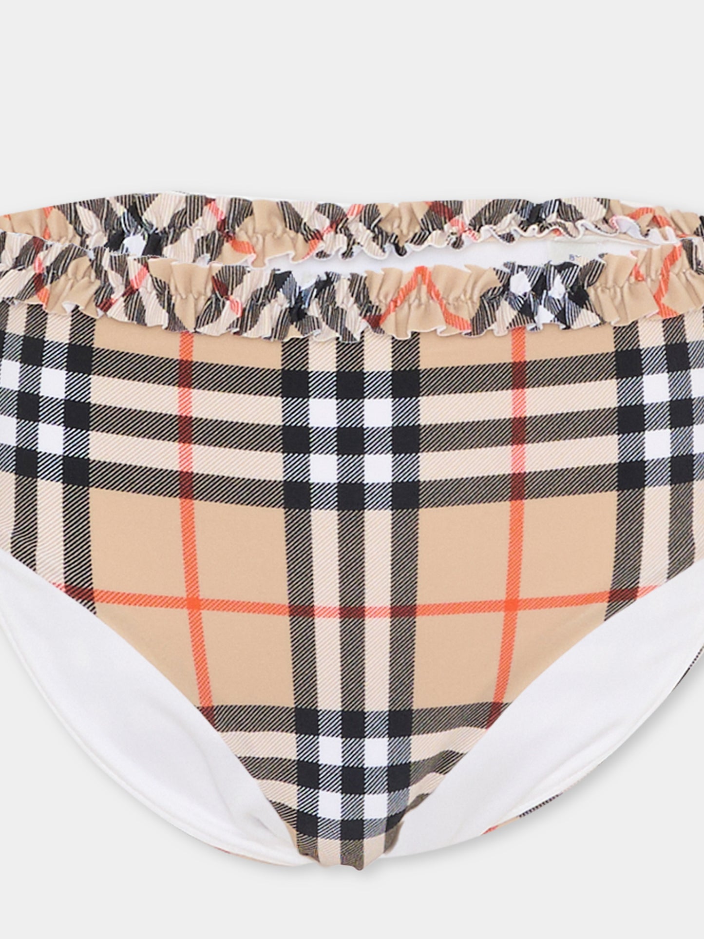 Bikini beige per bambina con check vintage,Burberry Kids,8117156 B9368