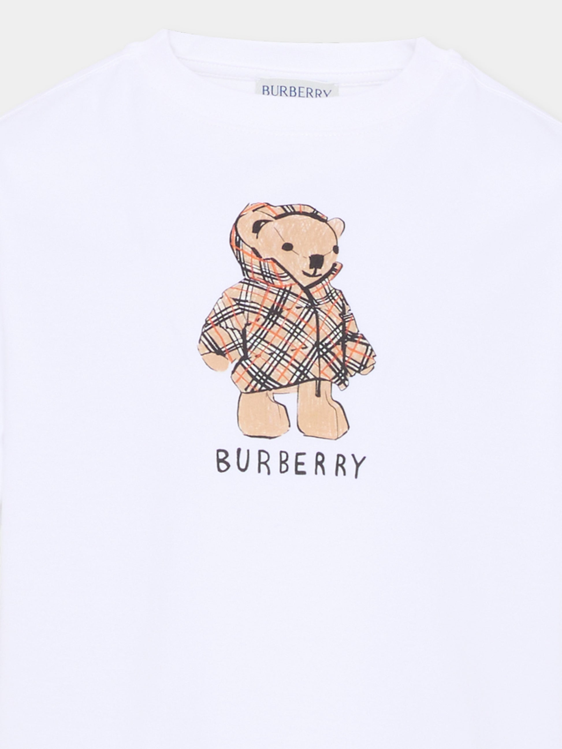 T-shirt bianca per bambini con orsetto Thomas,Burberry Kids,8117538 A1464