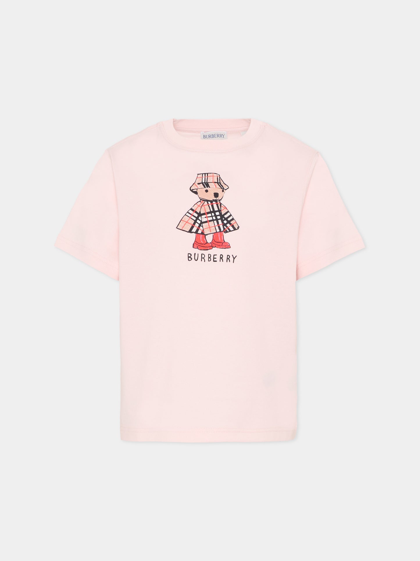 T-shirt rosa per bambina con orsetto Thomas,Burberry Kids,8117421 A1439