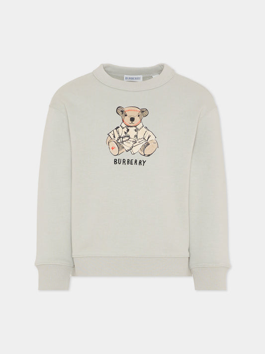 Felpa grigia per bambini con orsetto Thomas,Burberry Kids,8119407 C4364