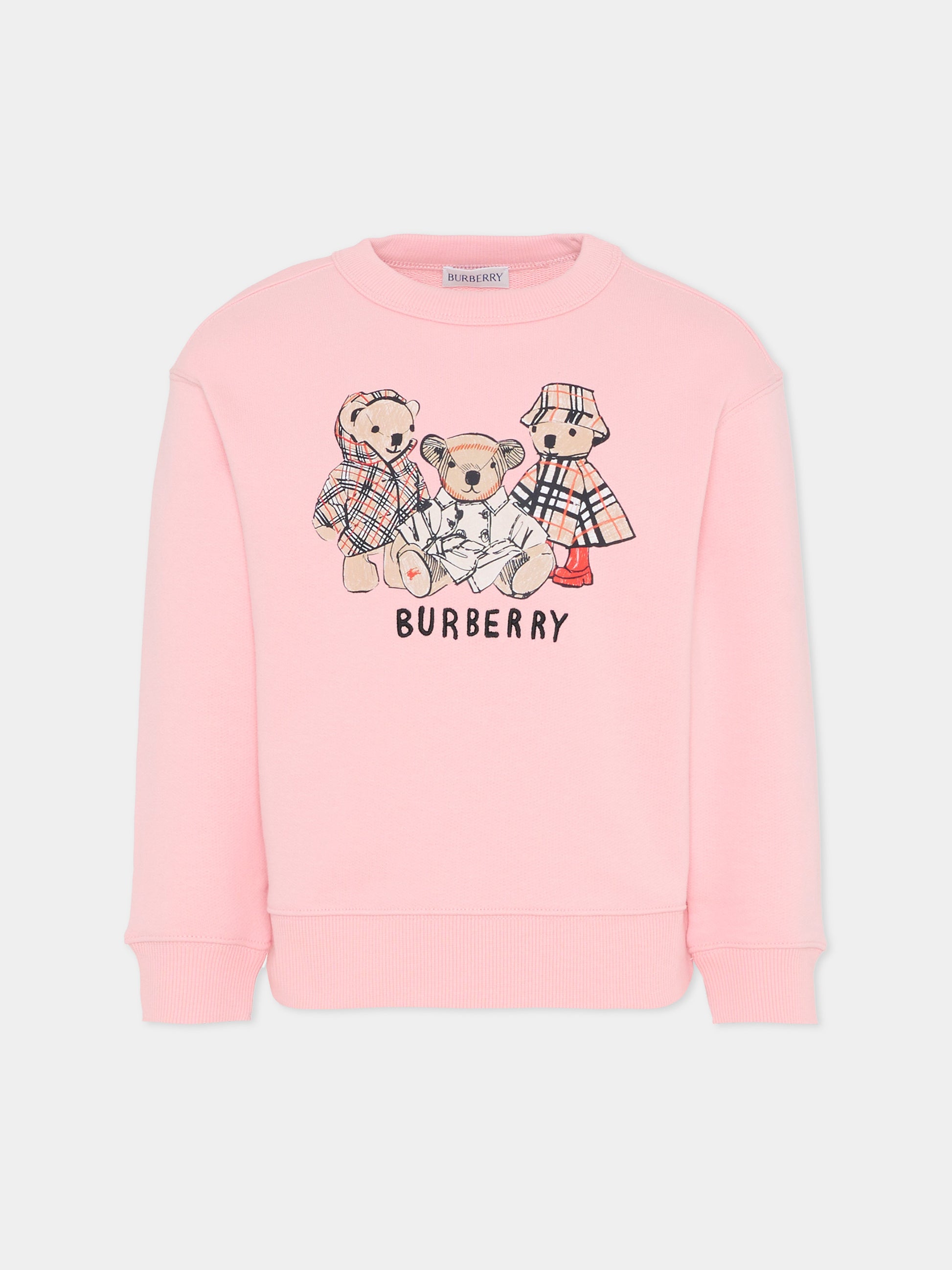 Felpa rosa per bambina con orsetto Thomas e I suoi amici,Burberry Kids,8117802 C4016