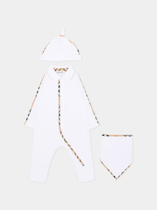 Ensemble combinaison blanc pour bébé enfants avec vintage check