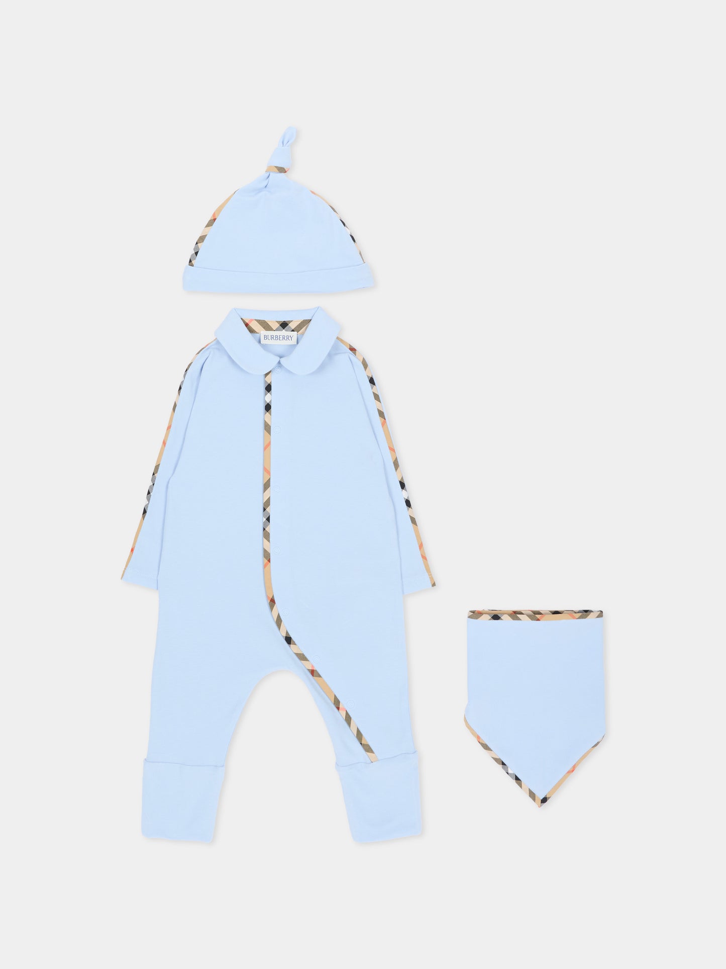 Ensemble en bleu ciel pour Bébé Garçon avec motif à carreaux vintage