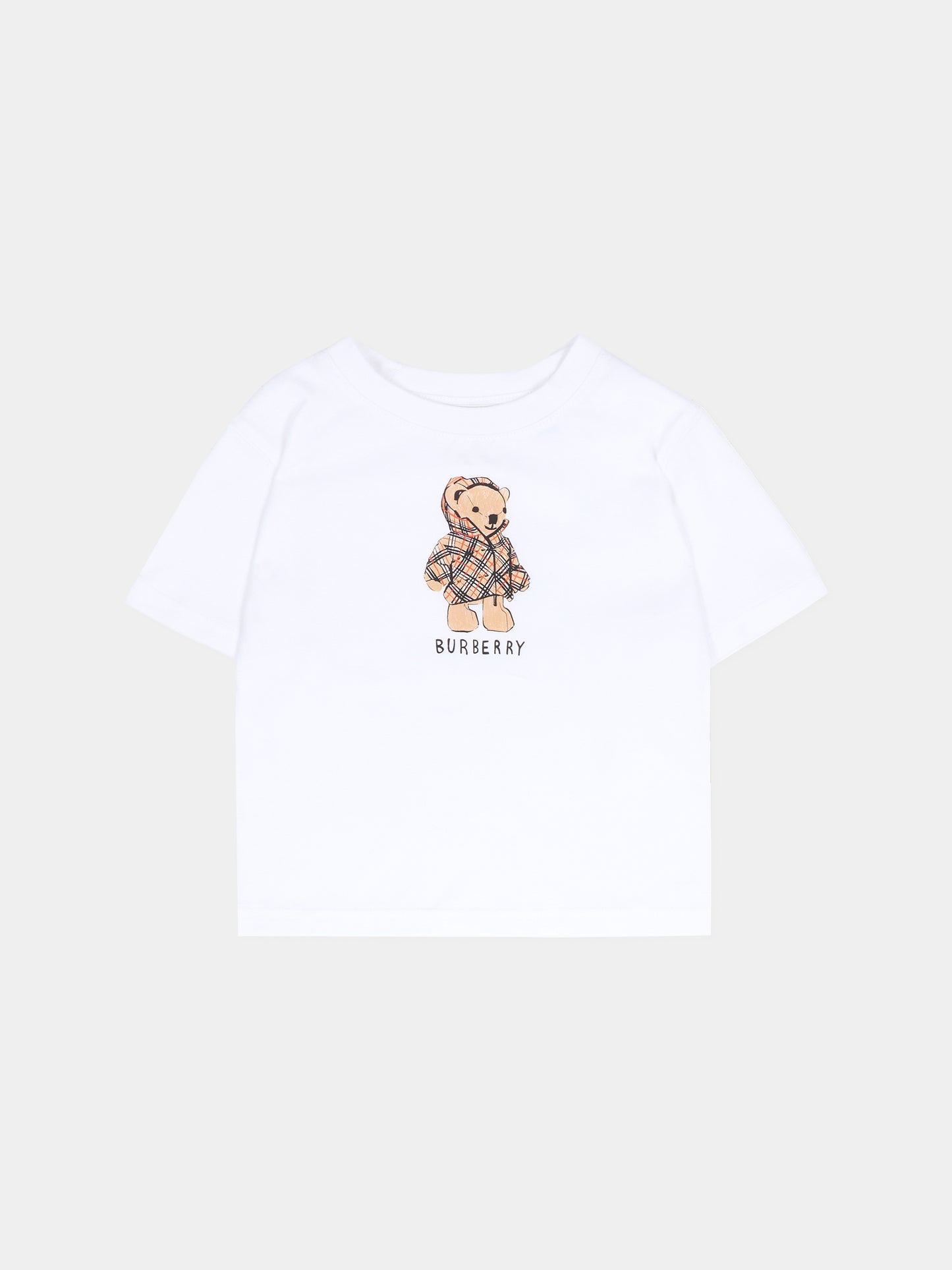 T-shirt bianca per neonati con orsetto Thomas,Burberry Kids,8121198 A1464