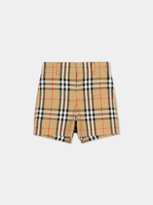Shorts beige per neonati con check vintage,Burberry Kids,8121238 B9368