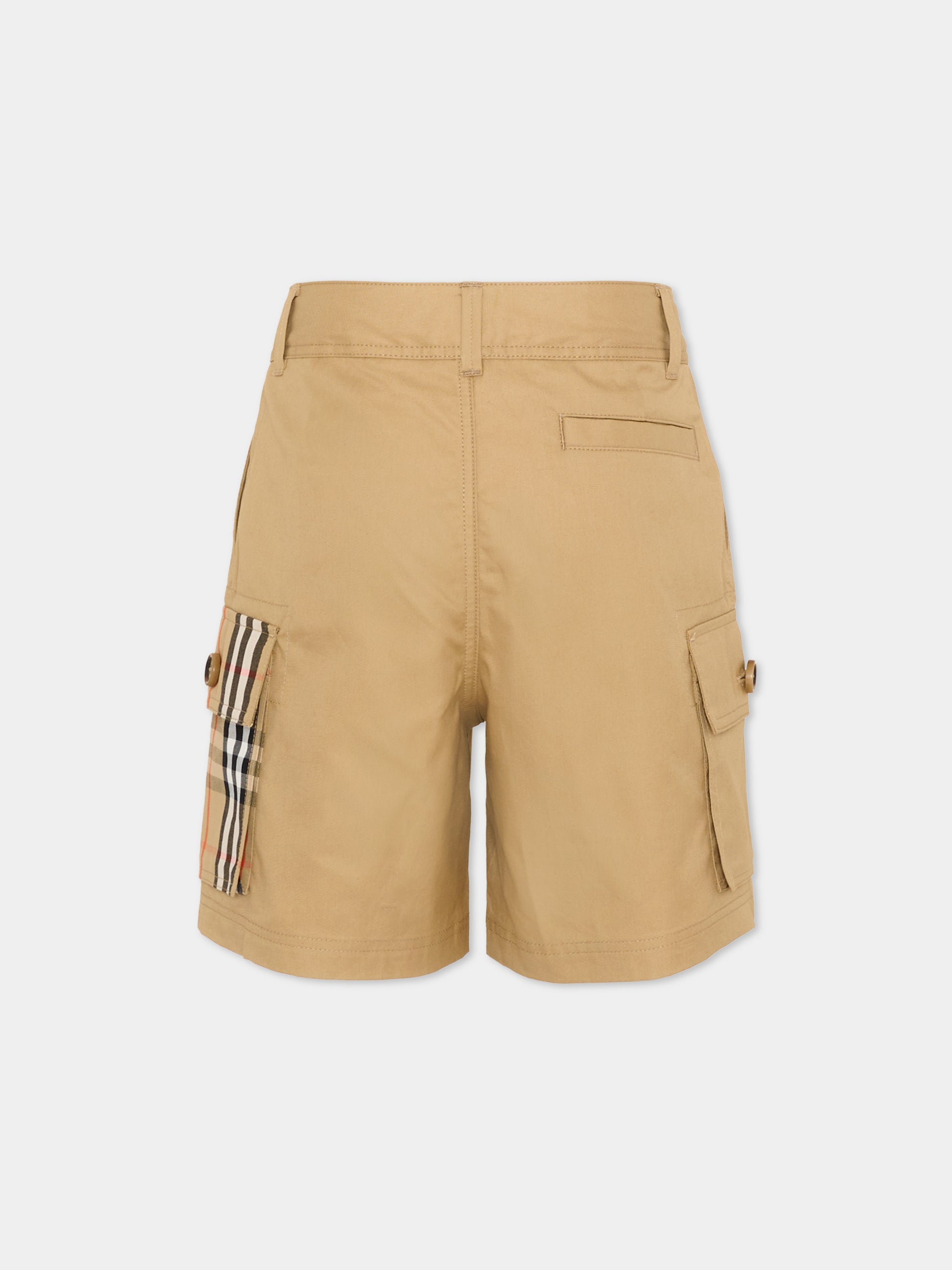 Shorts beige per bambini con Vintage Check,Burberry Kids,8117176 B9719