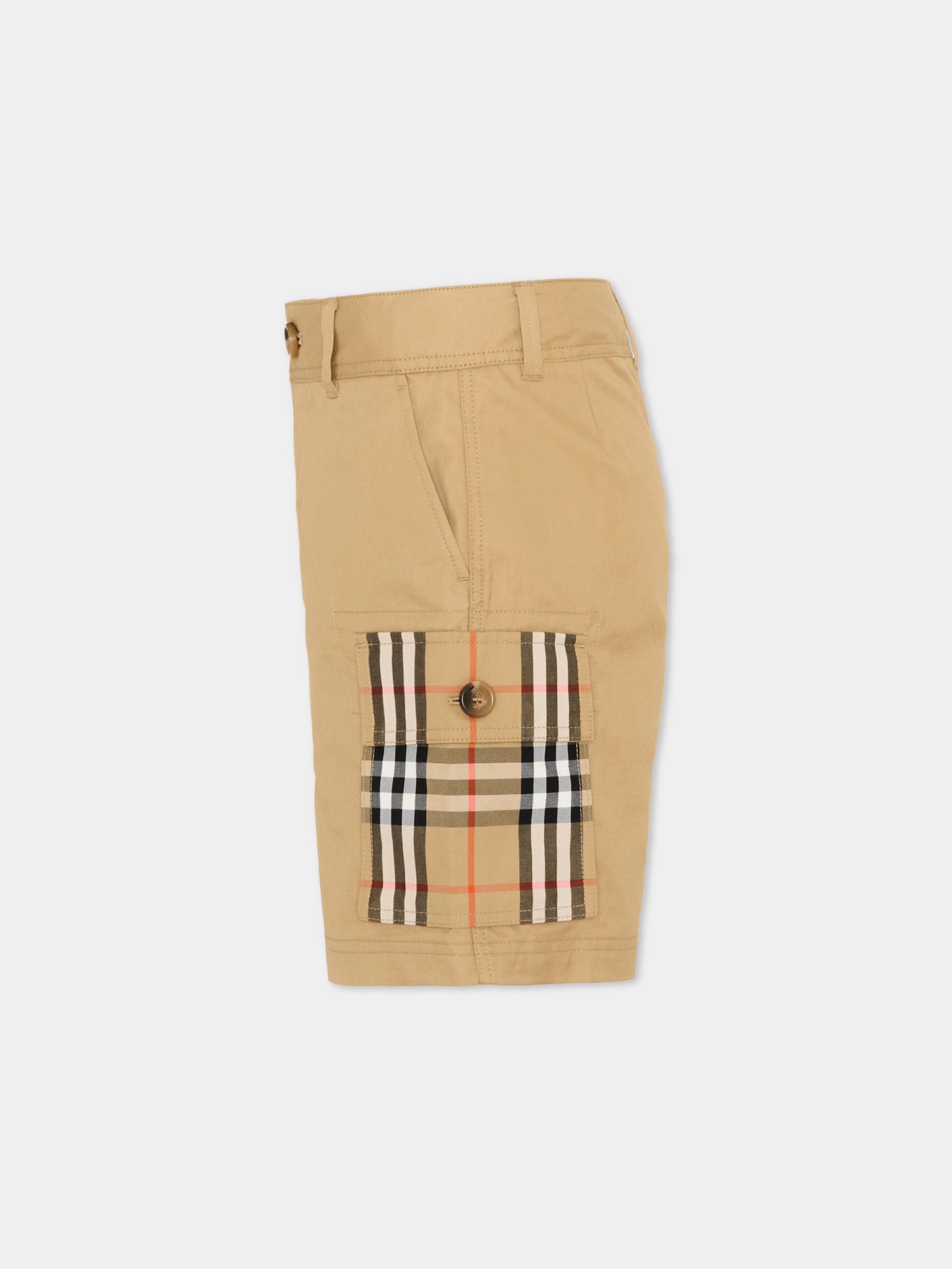 Shorts beige per bambini con Vintage Check,Burberry Kids,8117176 B9719