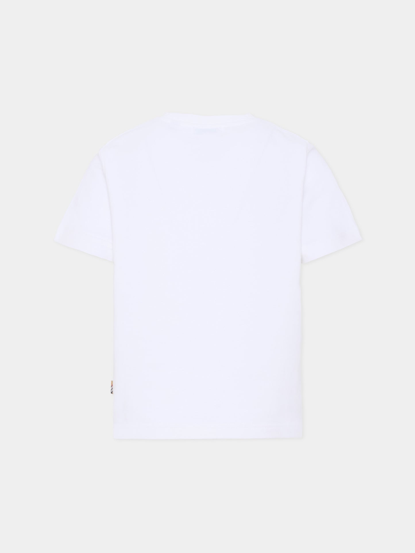 T-shirt bianca per bambini con cavaliere equestre,Burberry Kids,8117319 A1464