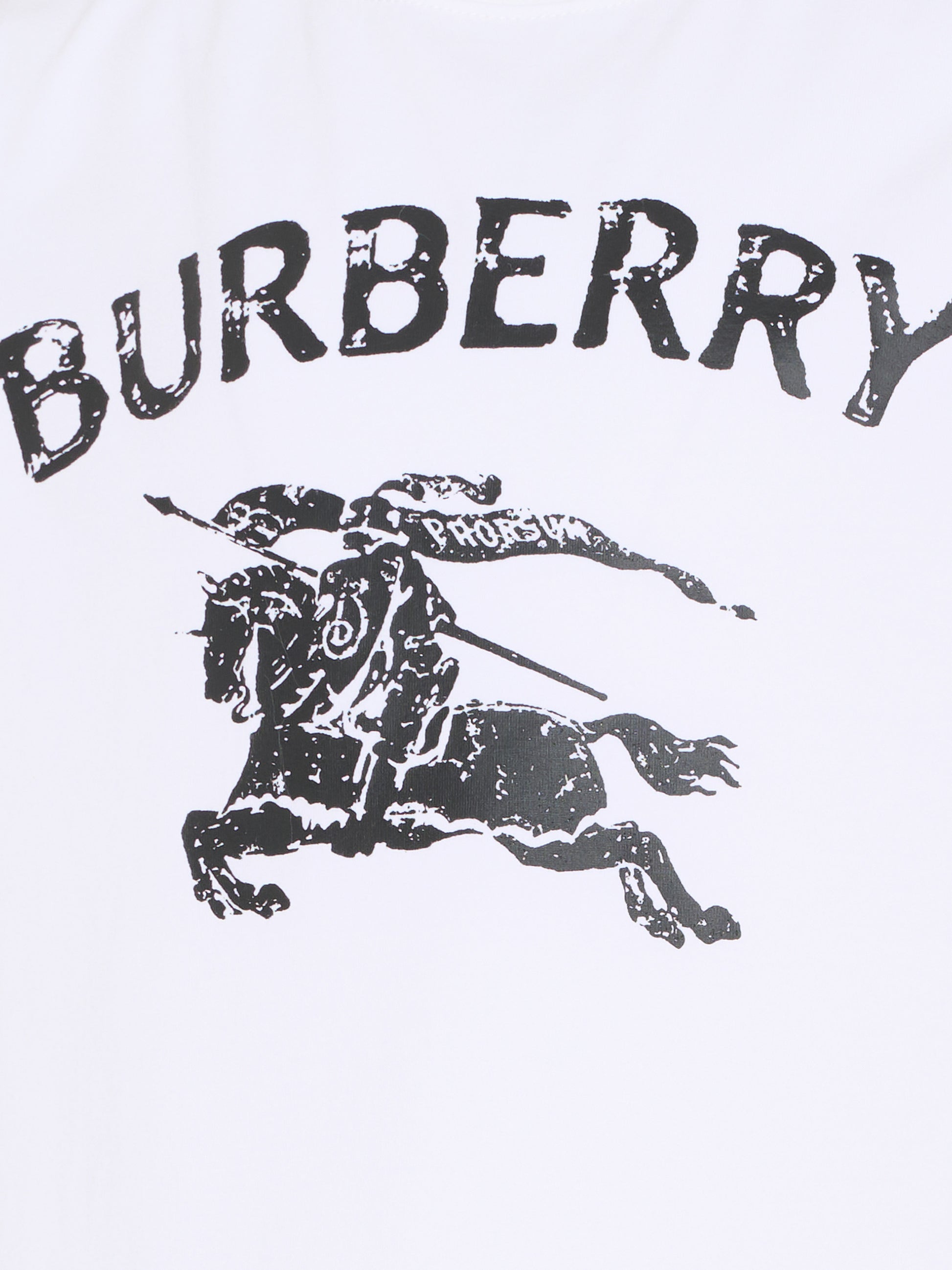 T-shirt bianca per bambini con cavaliere equestre,Burberry Kids,8117319 A1464