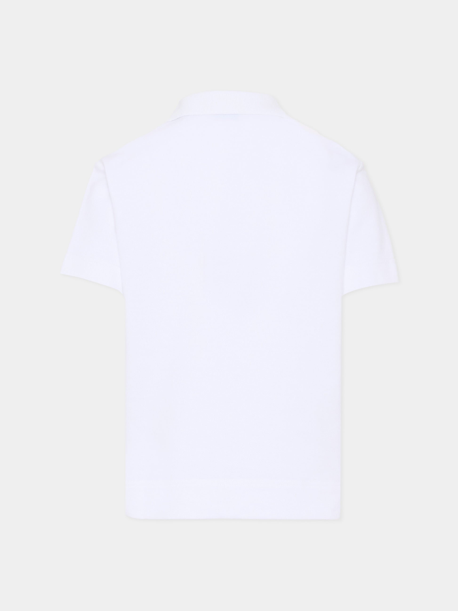 Polo bianca per bambini con cavaliere equestre,Burberry Kids,8117368 A1464