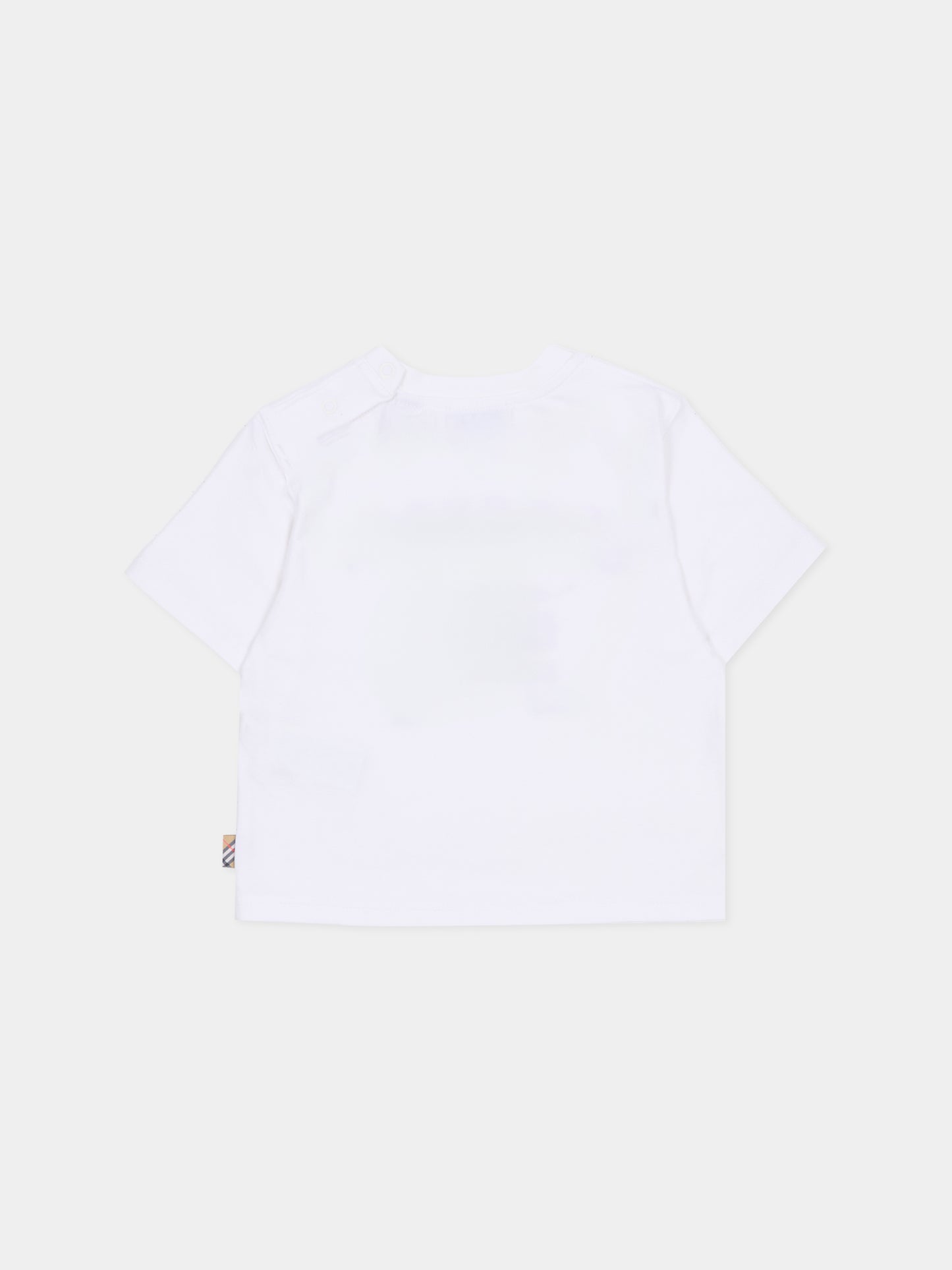 T-shirt bianca per neonati con cavaliere equestre,Burberry Kids,8121209 A1464