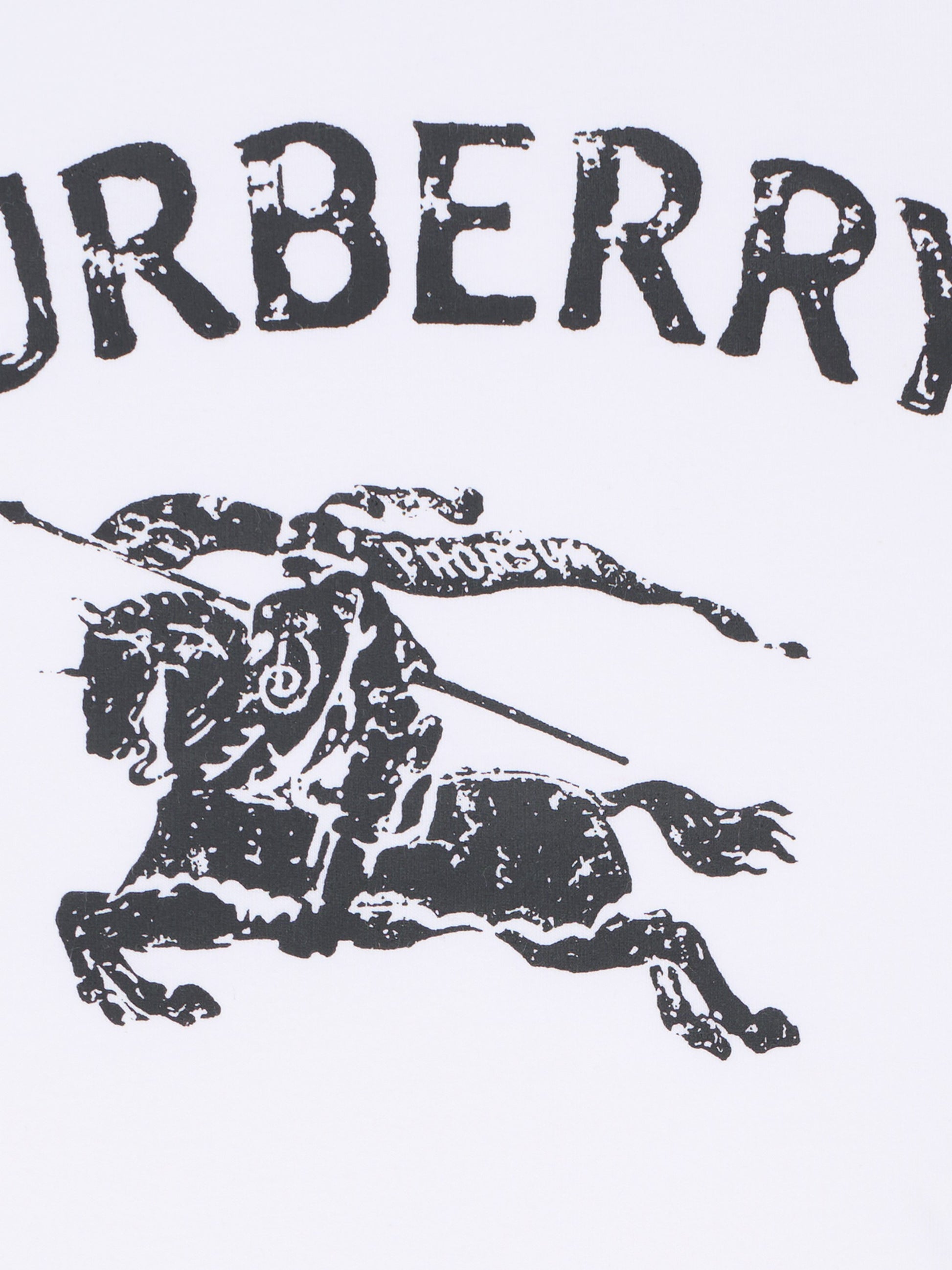T-shirt bianca per neonati con cavaliere equestre,Burberry Kids,8121209 A1464