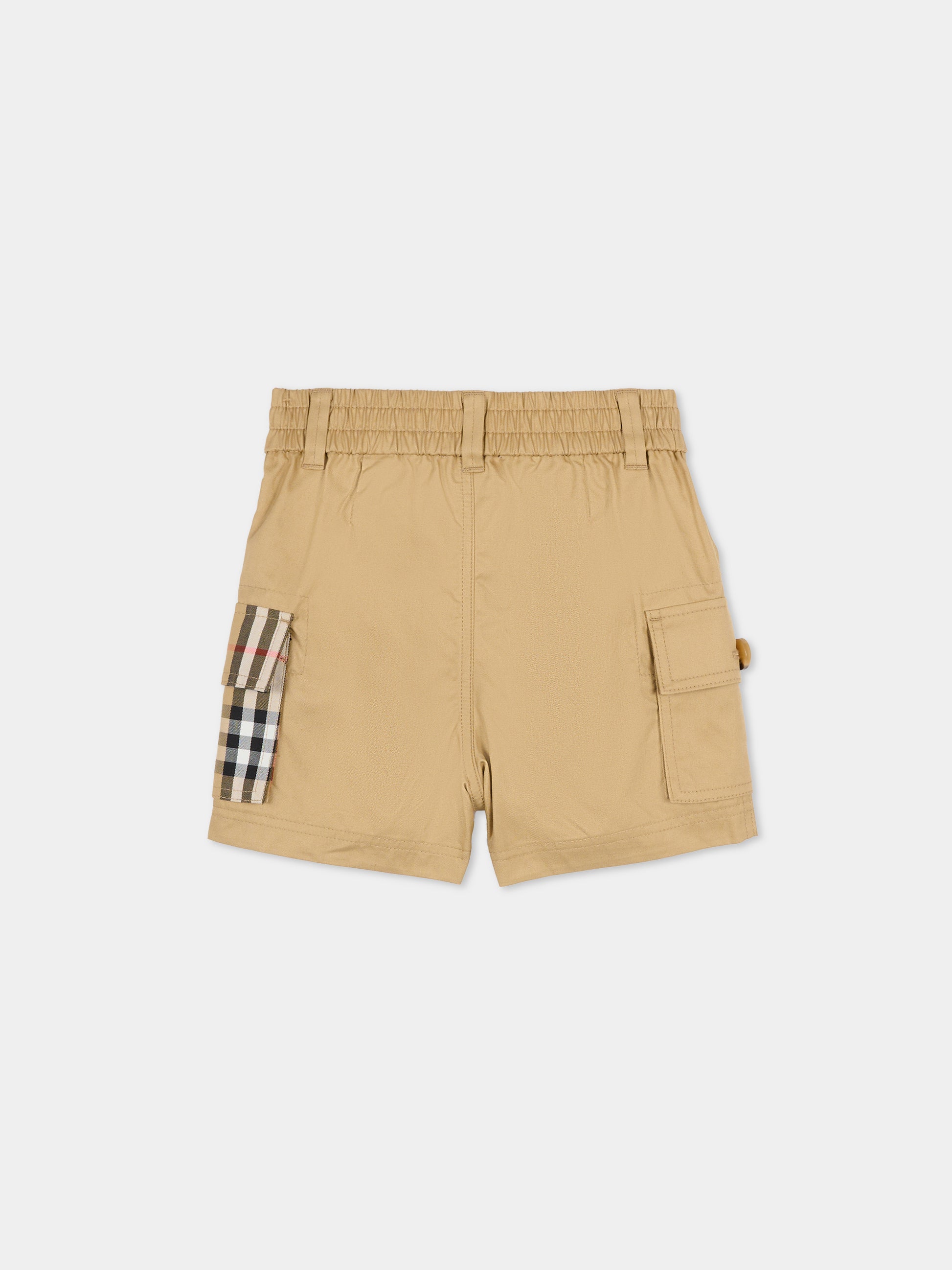 Shorts beige per neonato con check vintage,Burberry Kids,8121249 B9719