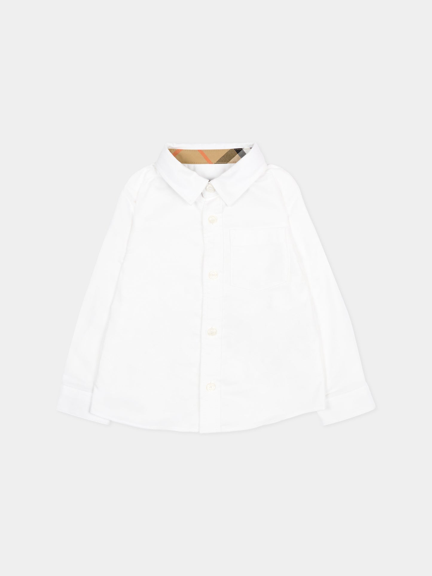 Camicia bianca per neonato con check vintage,Burberry Kids,8121251 A1464