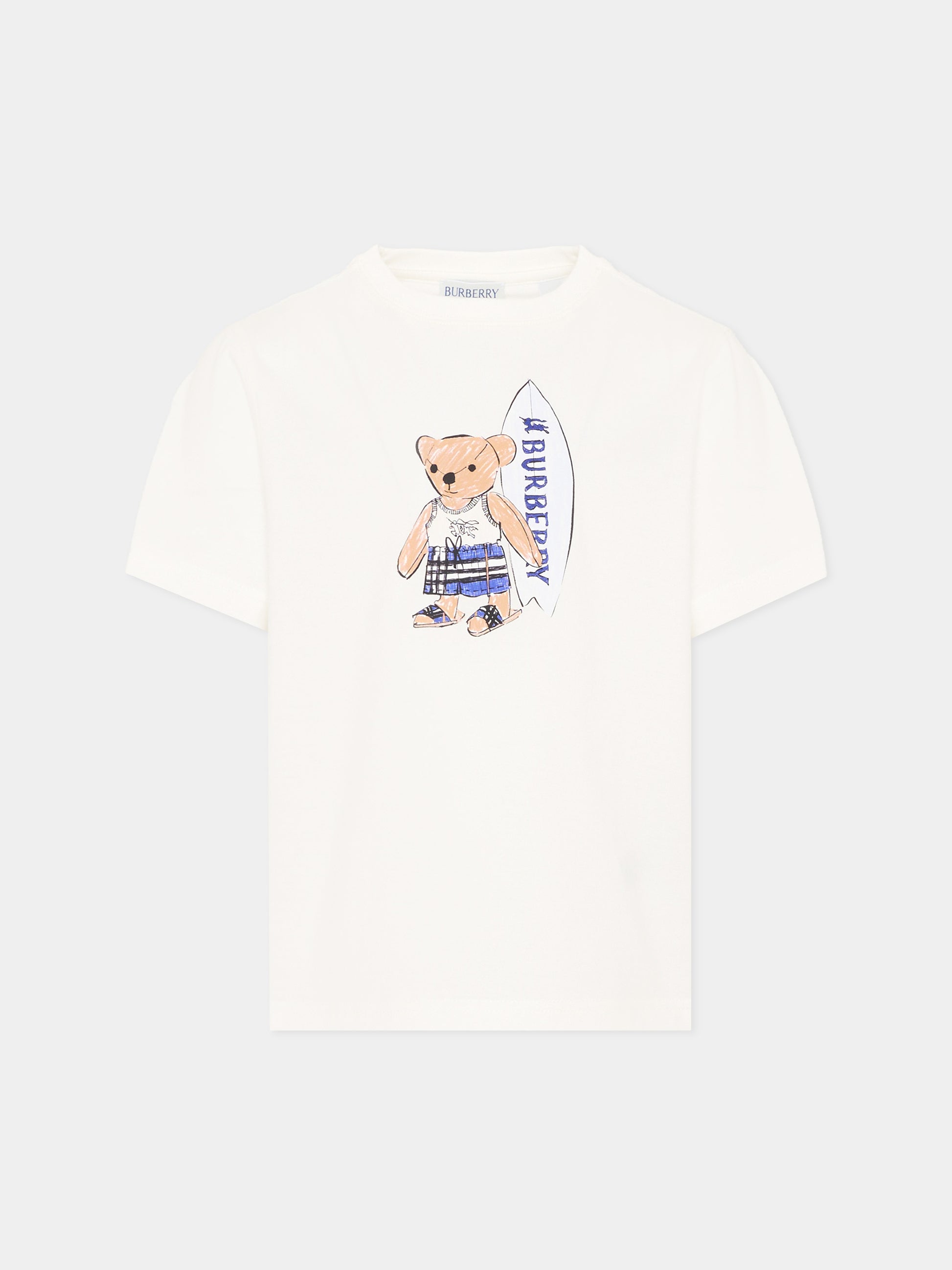 T-Shirt avorio per bambino con orsetto Thomas,Burberry Kids,8117540 A2014