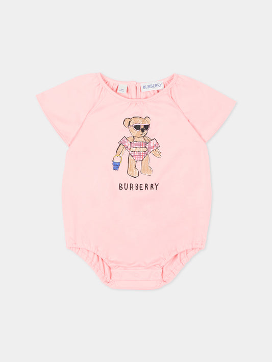 Body rosa con orsetto Burberry per neonata,Burberry Kids,8119304 C4016