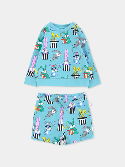 Completo celeste per neonato con coniglio,Stella Mccartney Kids,TW3510 Z2738 60IMC