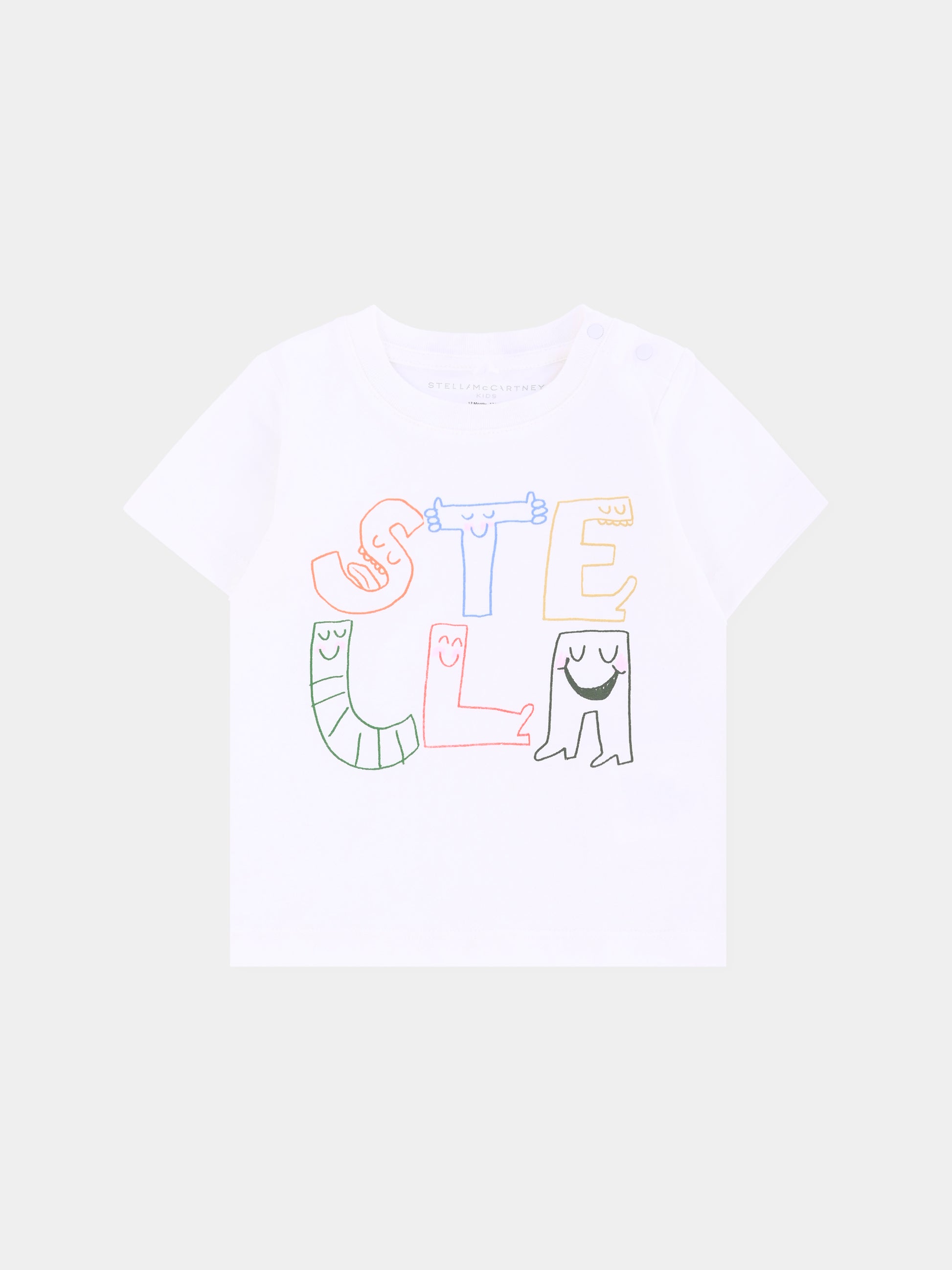 T-shirt avorio per neonati con logo,Stella Mccartney Kids,TW8591 Z0434 101