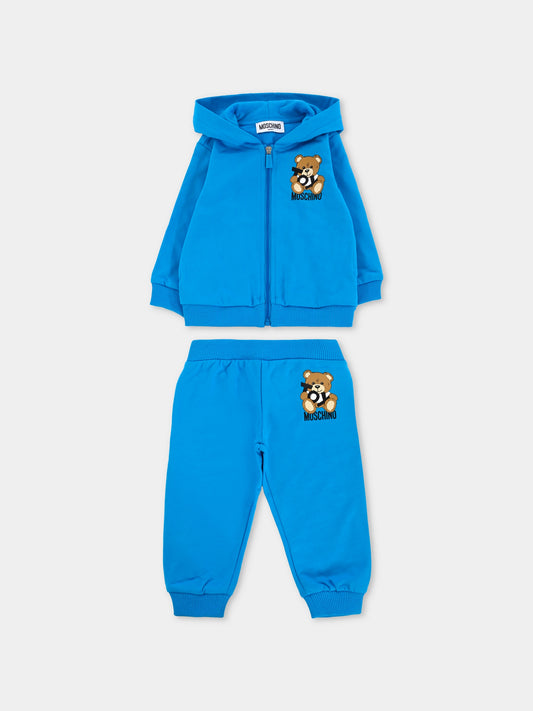 Completo celeste per neonato con Teddy Bear,Moschino Kids,MMK04R LCA19 41047